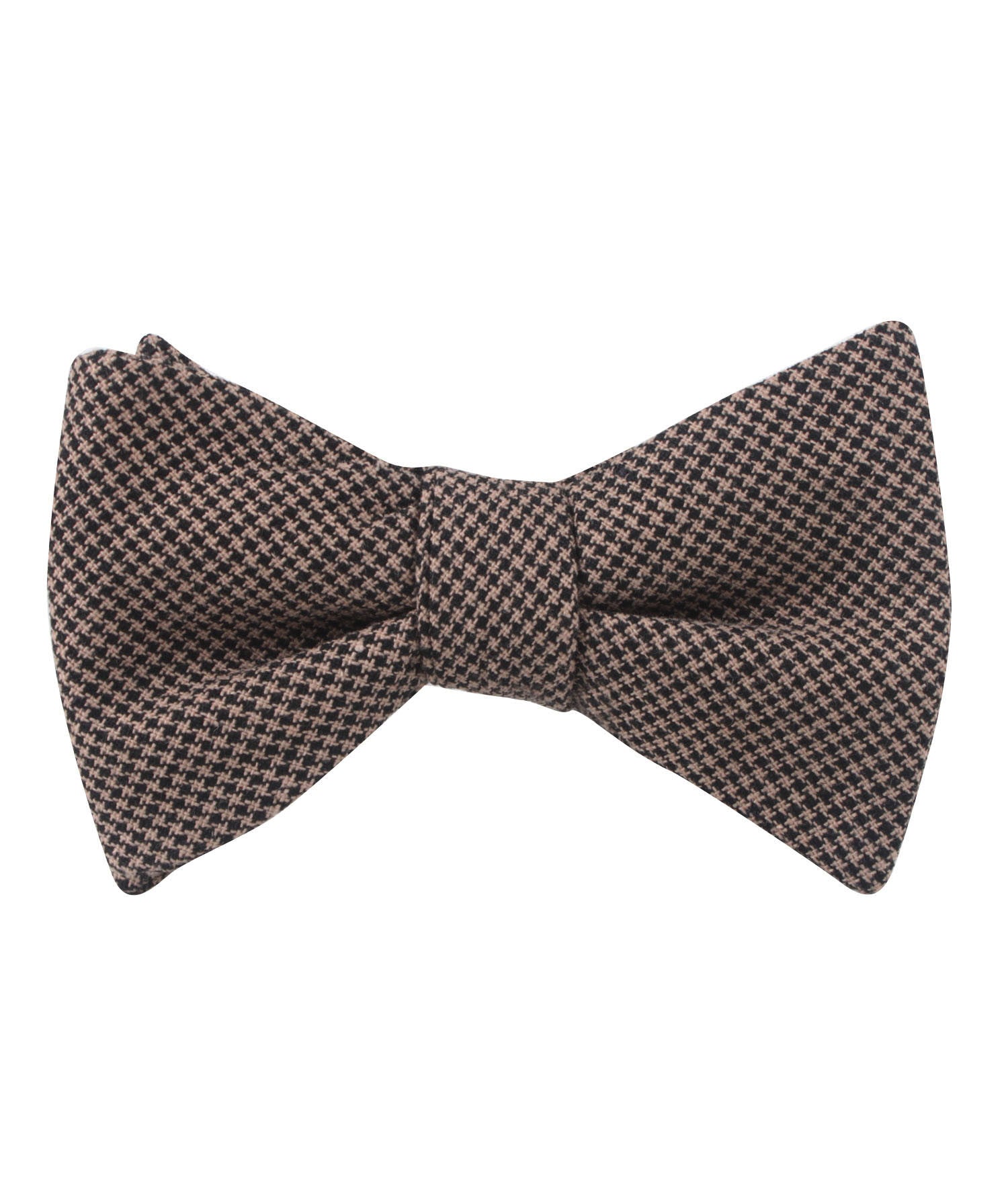 Madrid Brown Houndstooth Self Bow Tie