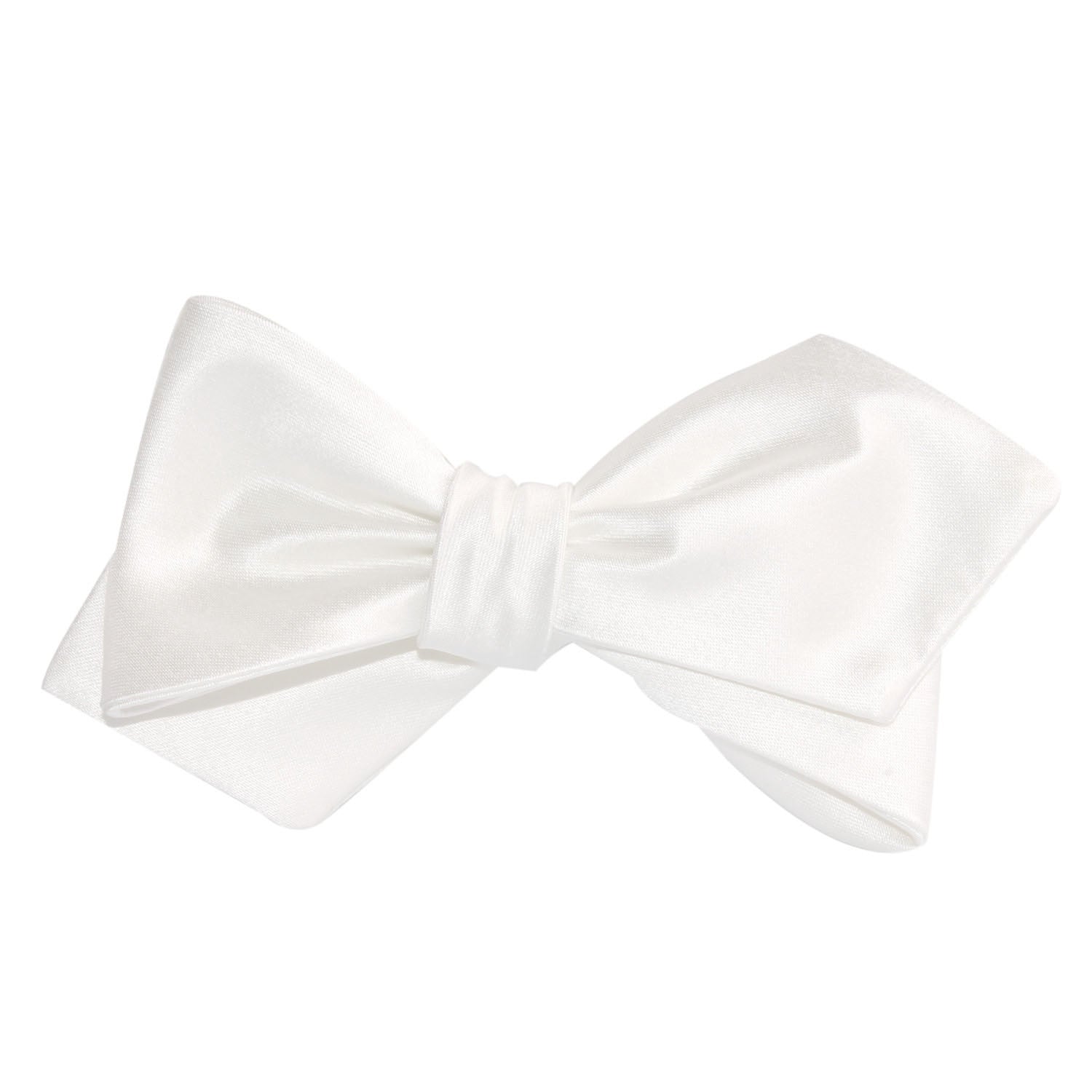 Ivory Satin Self Tie Diamond Tip Bow Tie