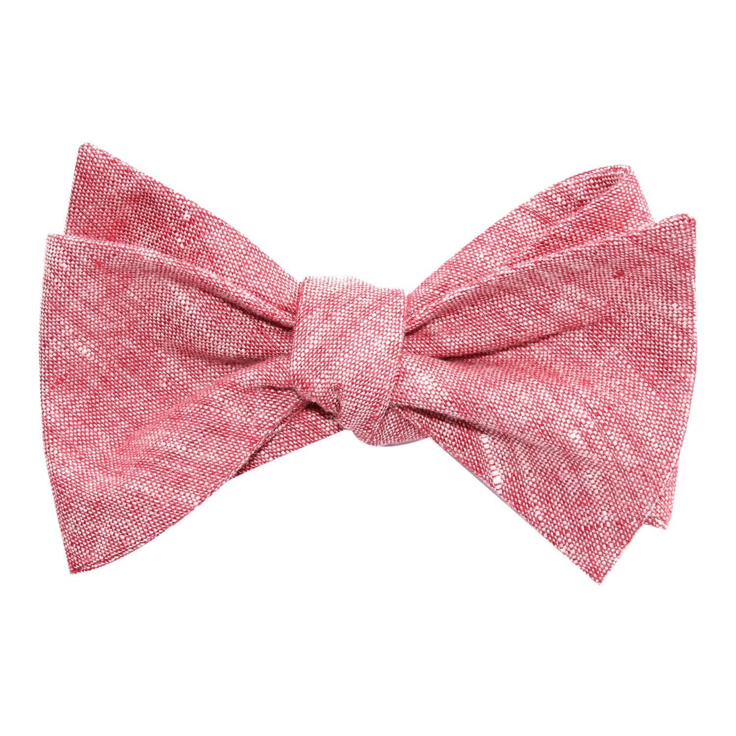 Light Red Chambray Linen Self Tie Bow Tie