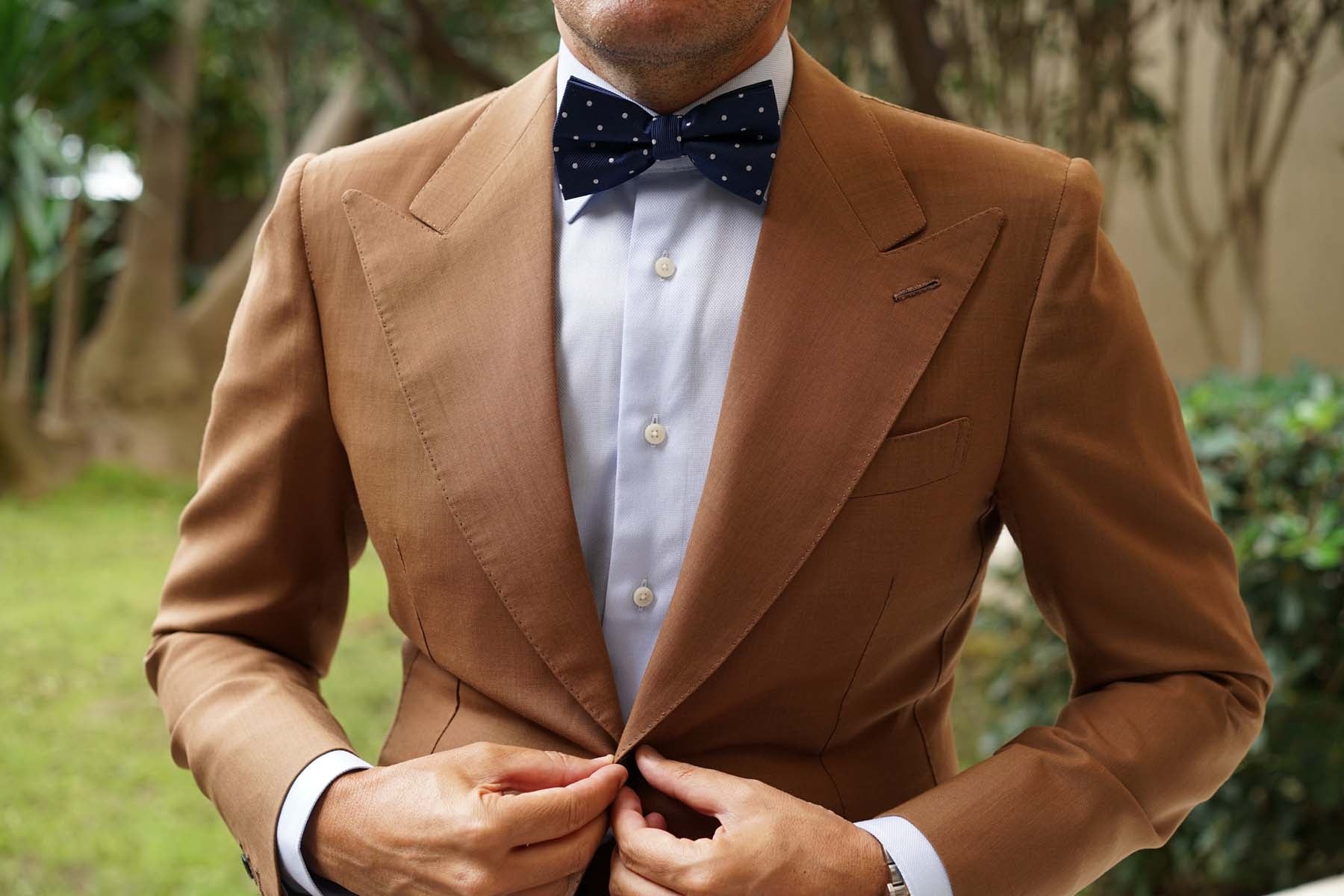 The OTAA Navy Blue with White Polka Dots Bow Tie