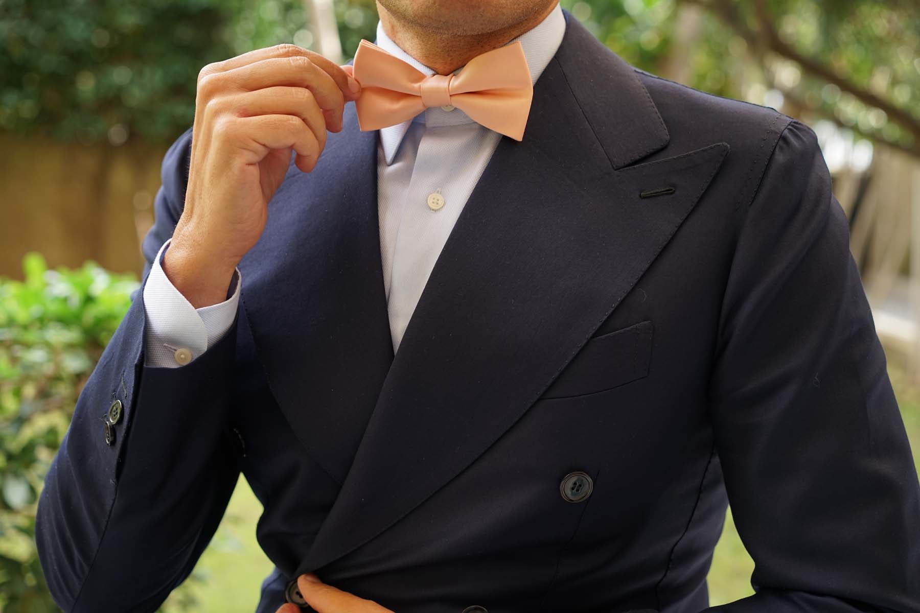 Salmon Satin Bow Tie