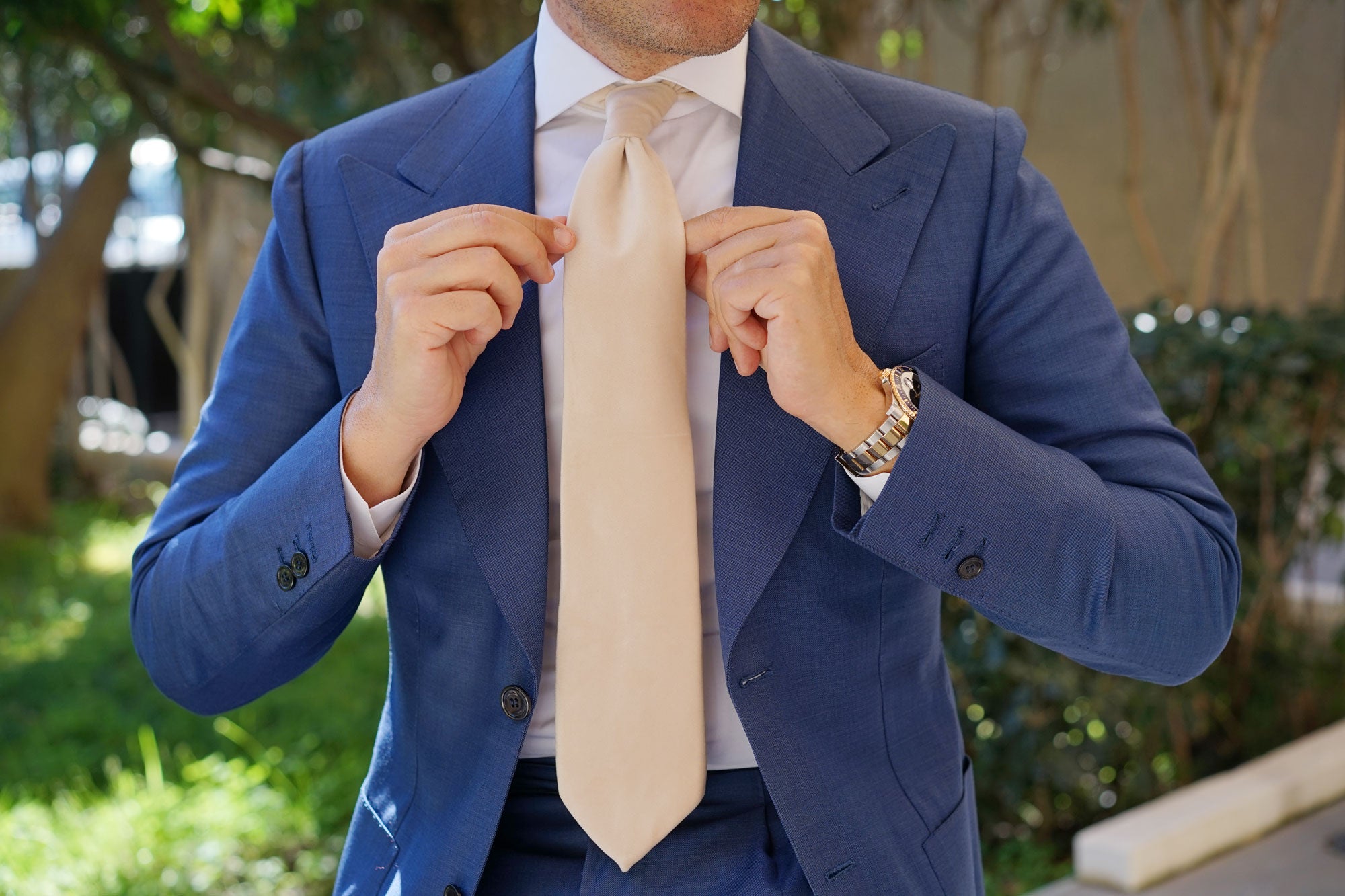 Beige Velvet Necktie