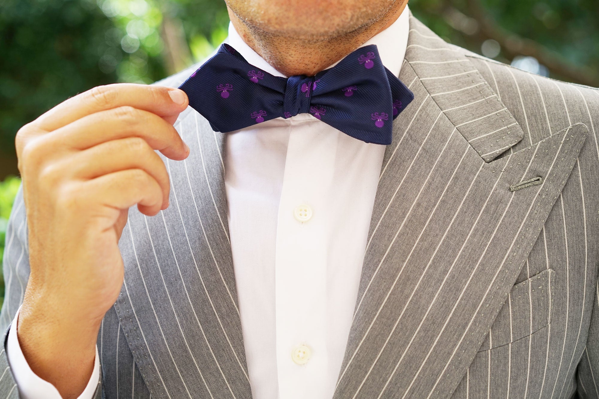 Purple Octopus Diamond Self Bow Tie