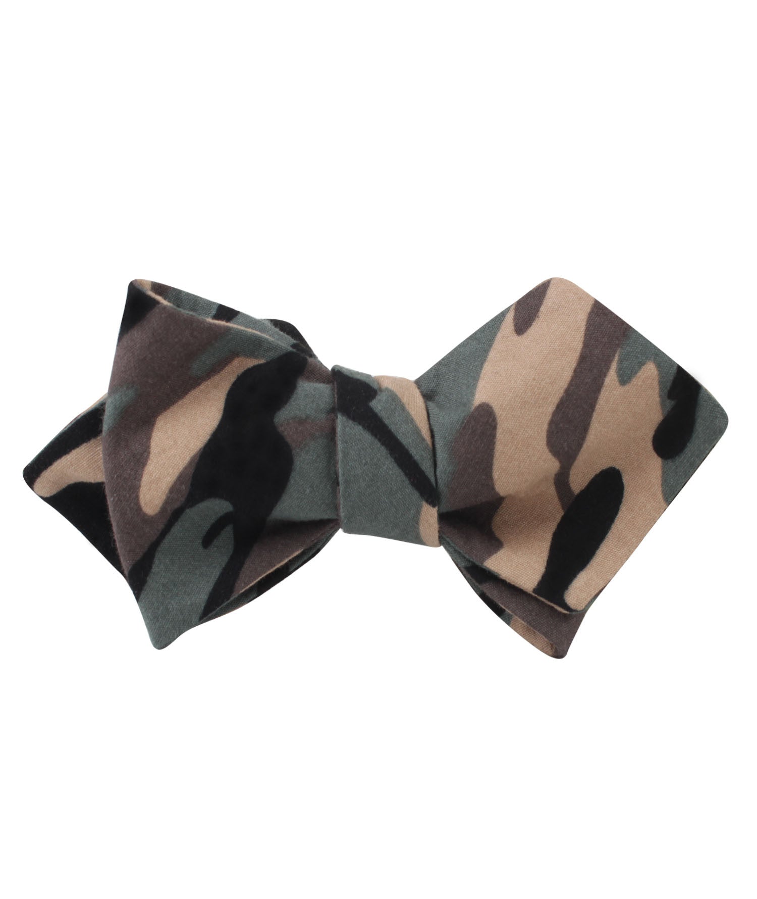 Forest Green Camouflage Diamond Self Bow Tie