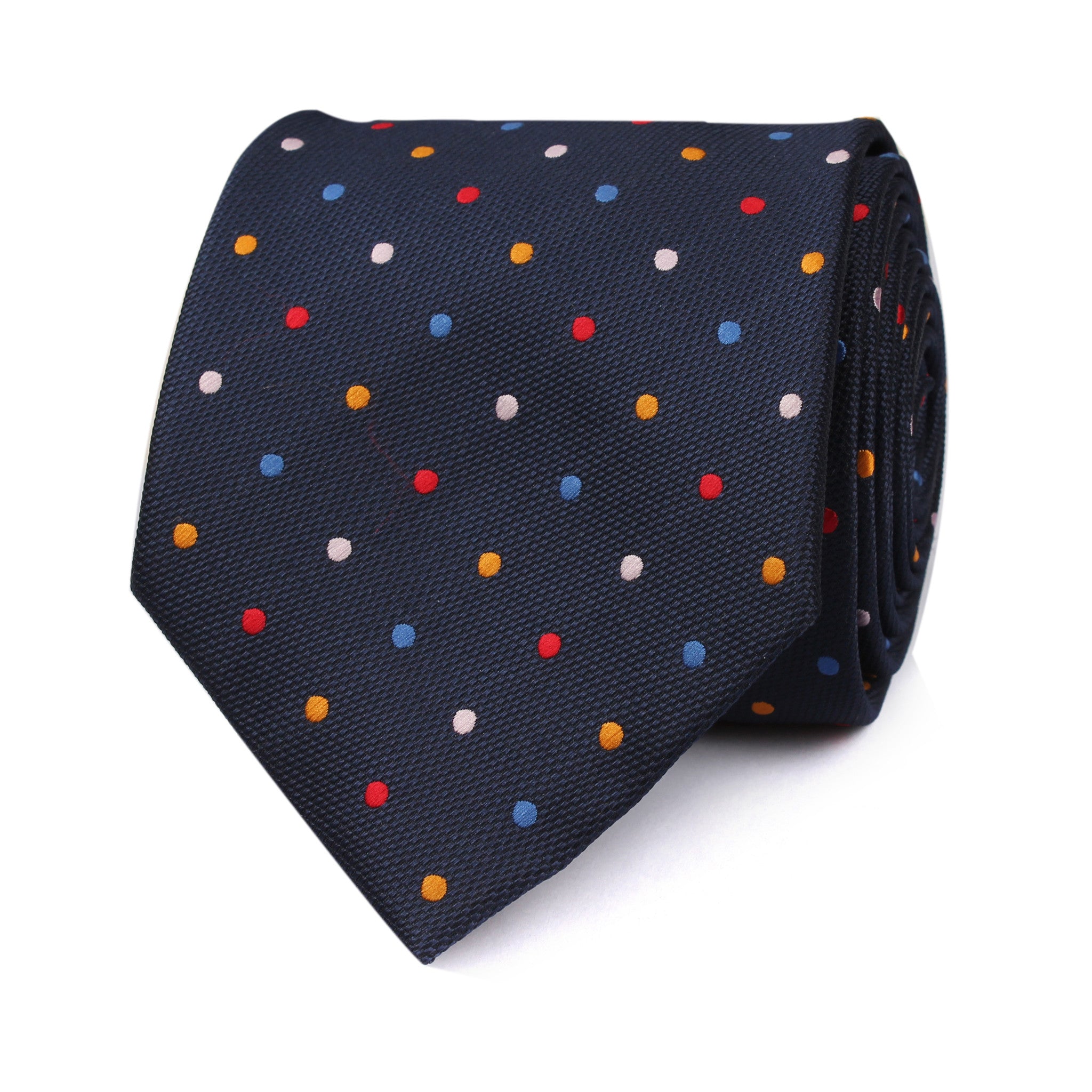 Navy Blue with Confetti Polka Dots Necktie