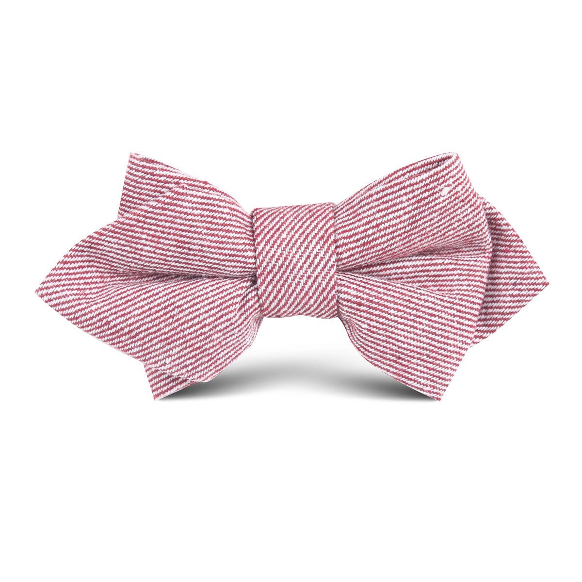 Maroon & White Twill Stripe Linen Kids Diamond Bow Tie