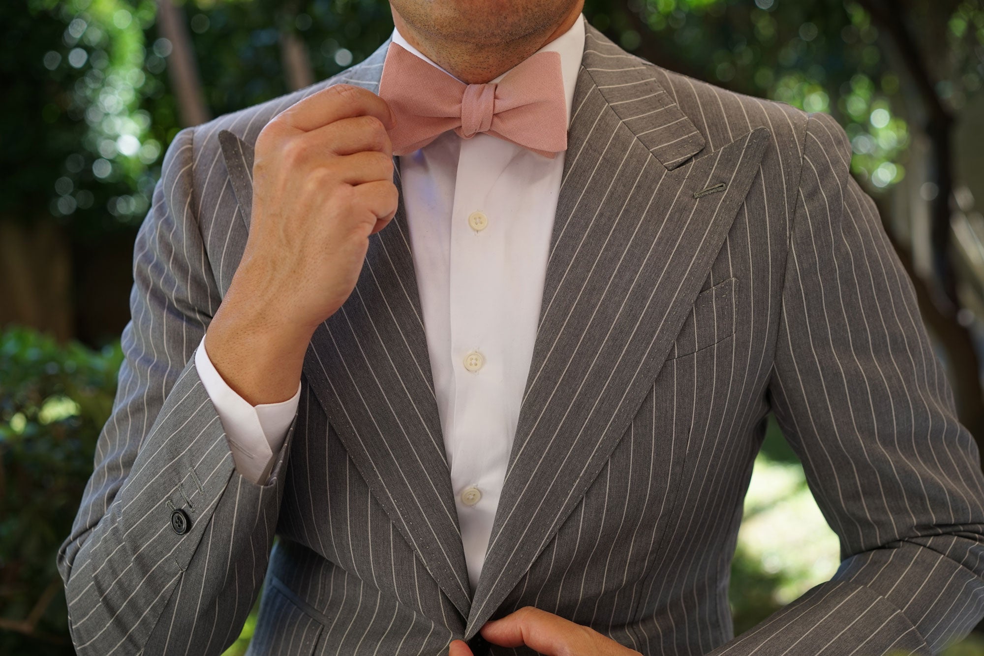 Paris Blush Pink Textured Vintage Linen Self Bow Tie