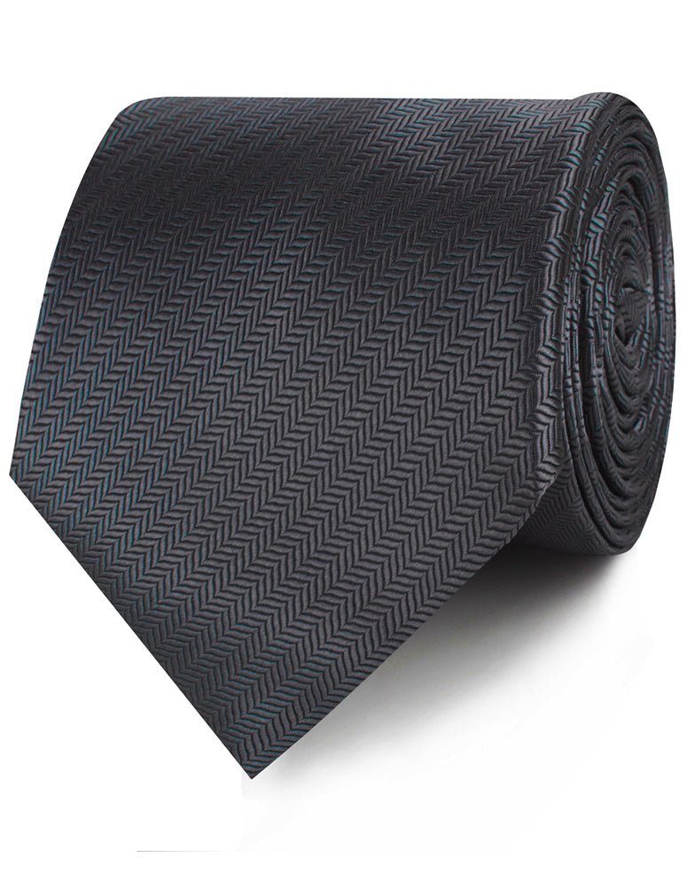 Dark Grey Herringbone Necktie