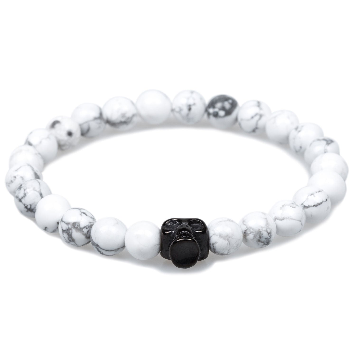 Celtic Skull White Howlite Black Bracelet