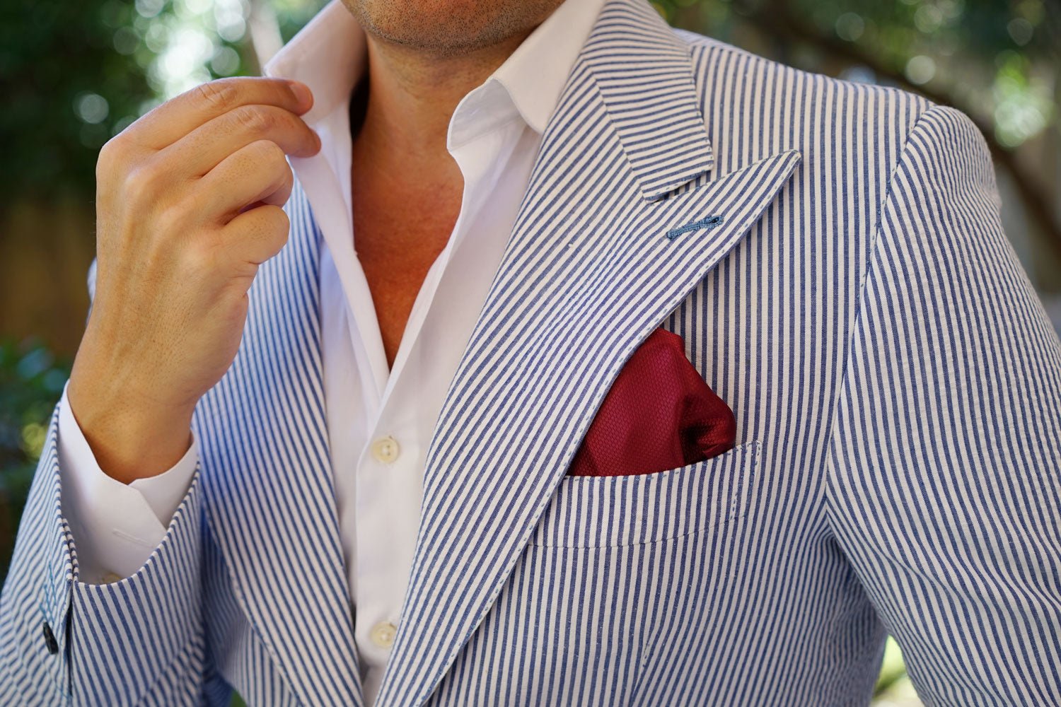 Burgundy Basket Weave Pocket Square