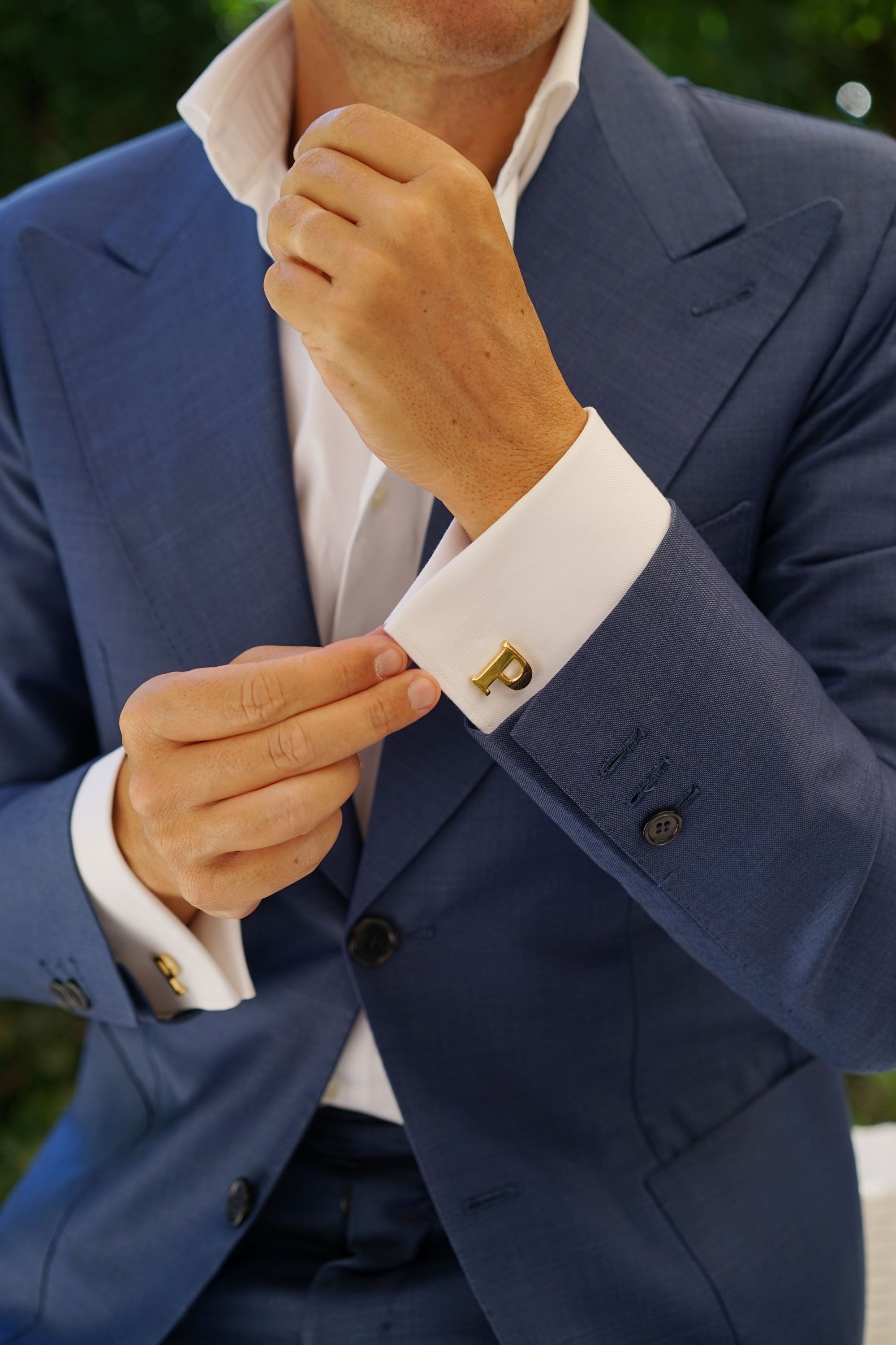 Letter P Gold Cufflinks