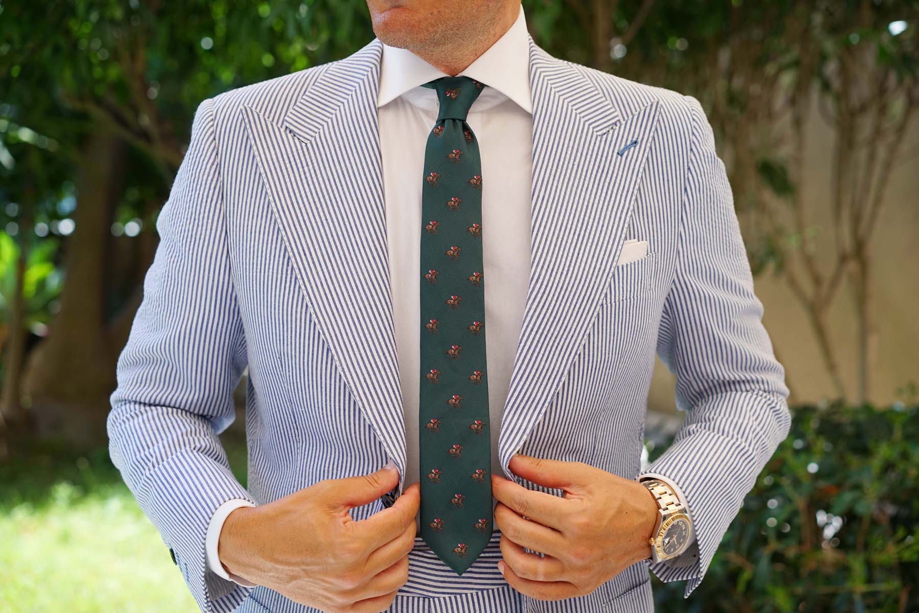 Green Victory Racehorse Skinny Tie