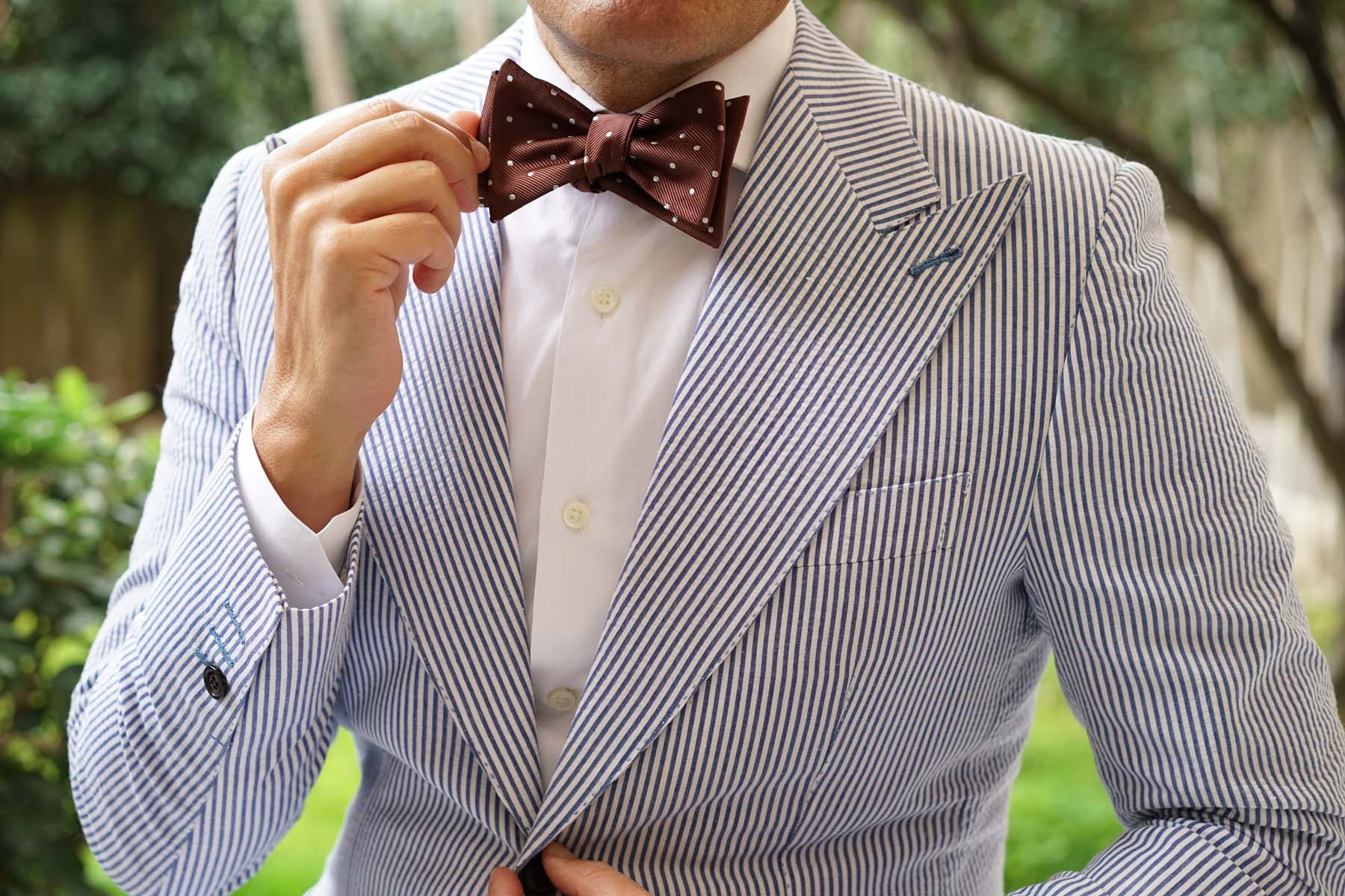 Desert Brown Polka Dots Self Bow Tie