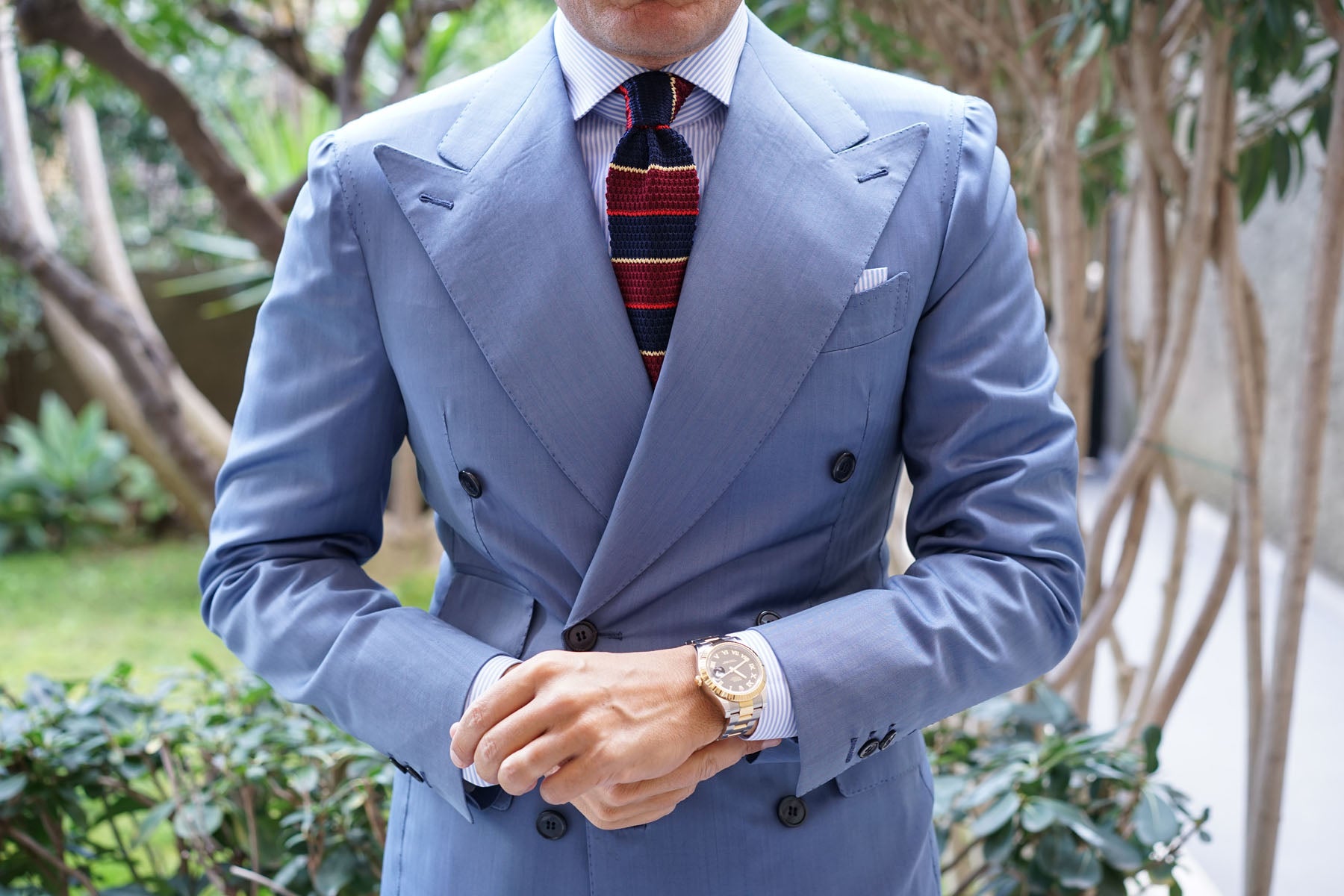 Mr Cooper Maroon Striped Knitted Tie