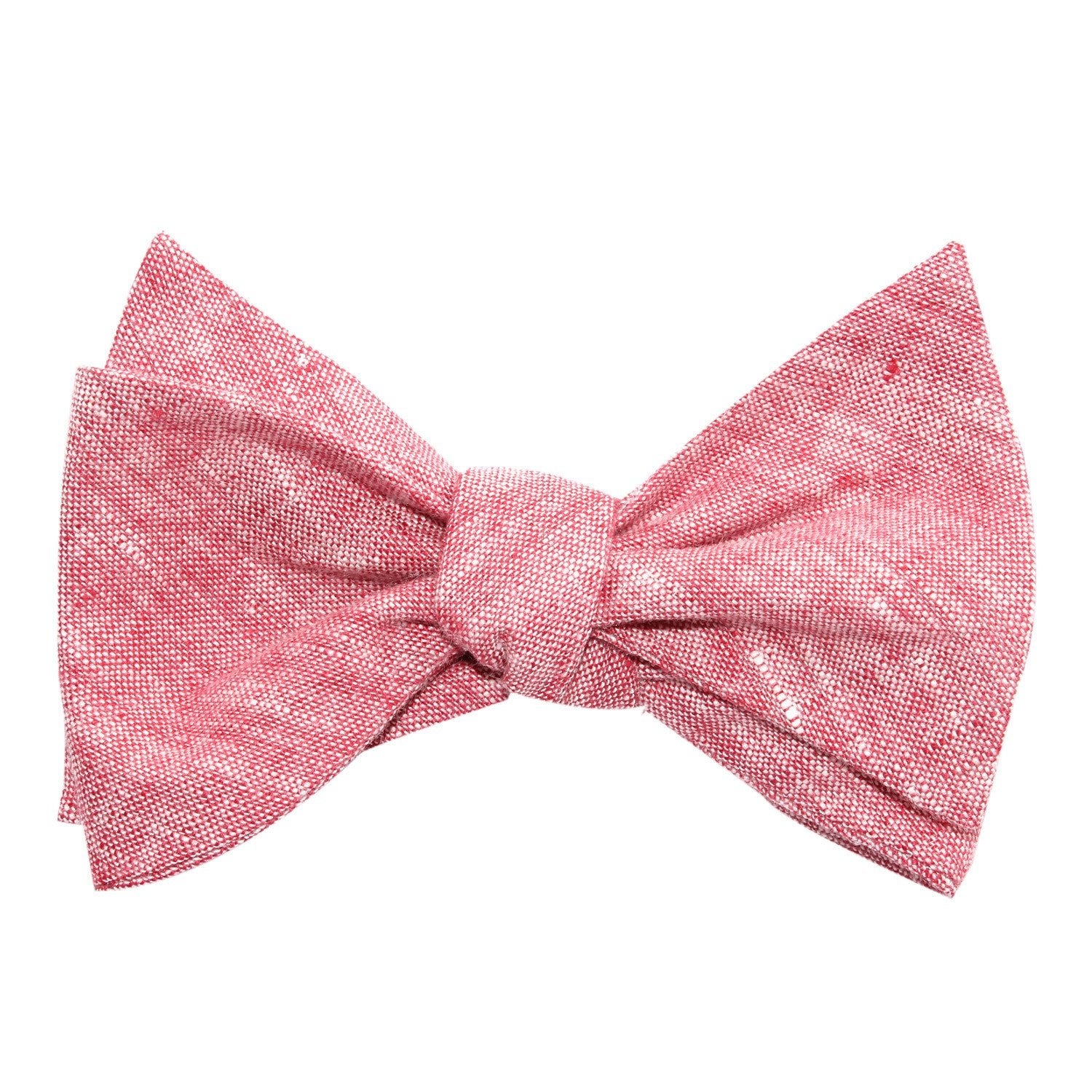 Light Red Chambray Linen Self Tie Bow Tie