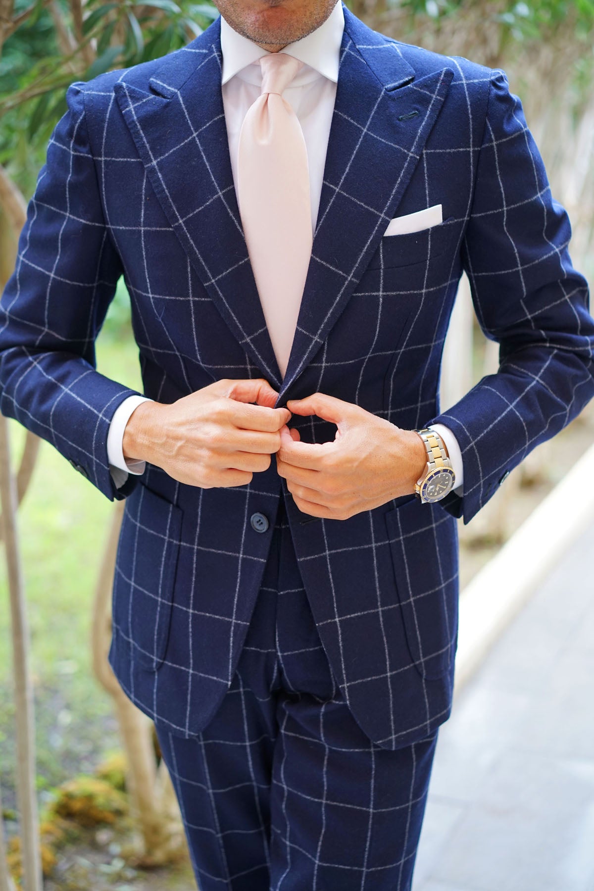 Blush Pink Herringbone Necktie