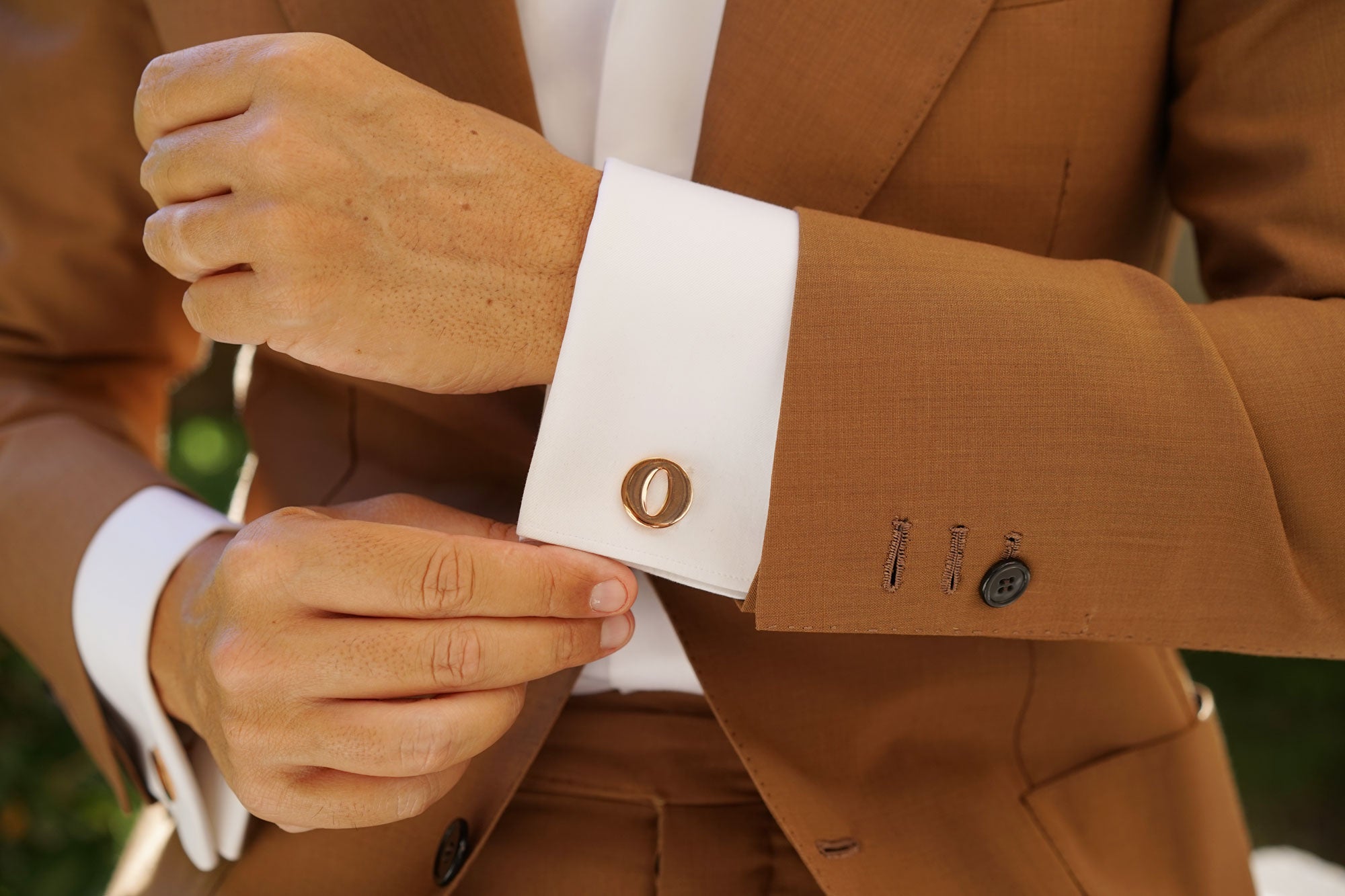 Rose Gold Letter O Cufflinks