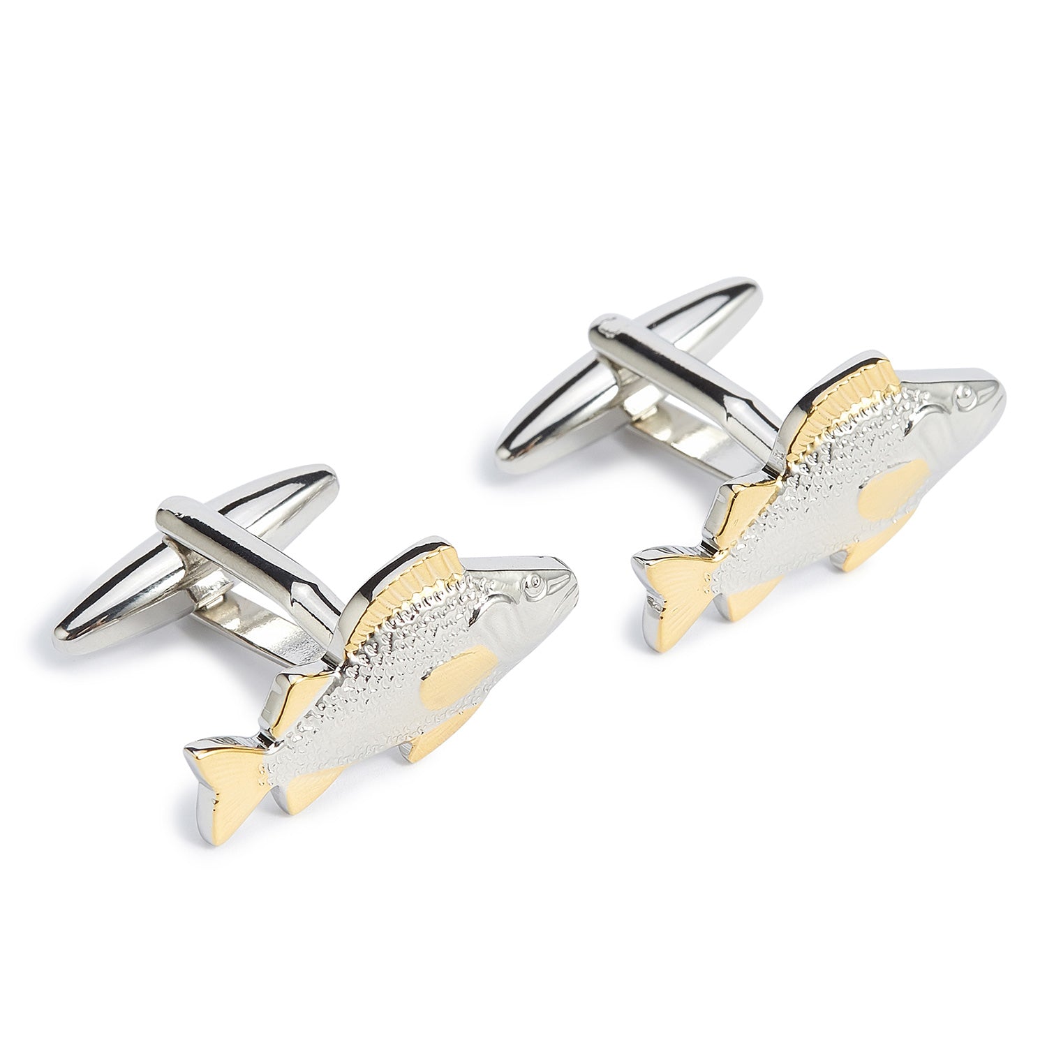 Gold Accent White Sea Bass Cufflinks