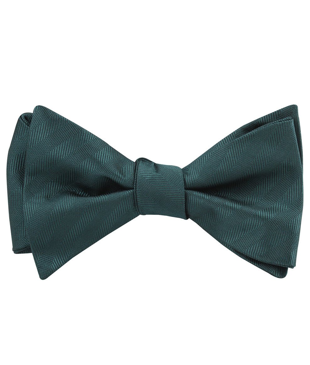 Forest Dark Green Striped Self Bow Tie