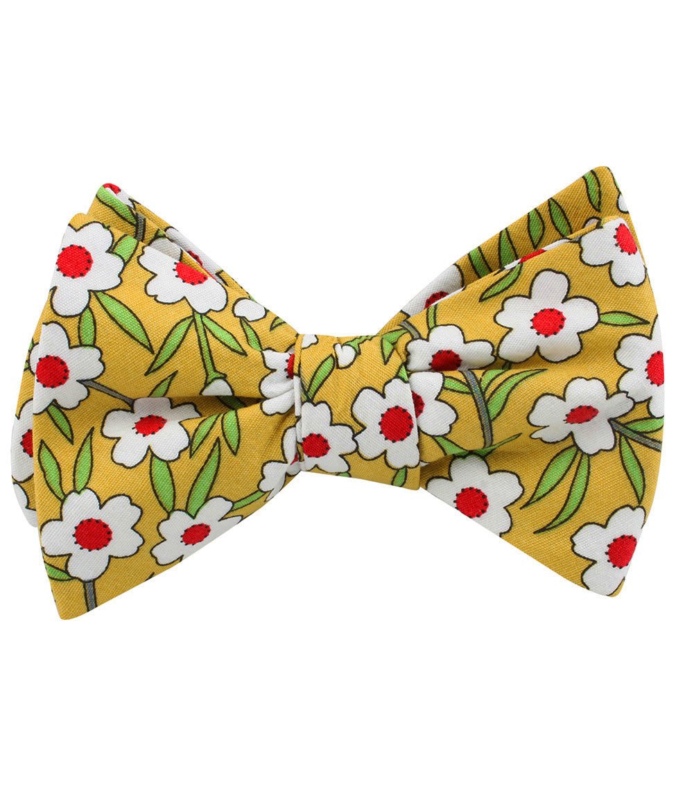 Cuban Marigold Floral Self Bow Tie