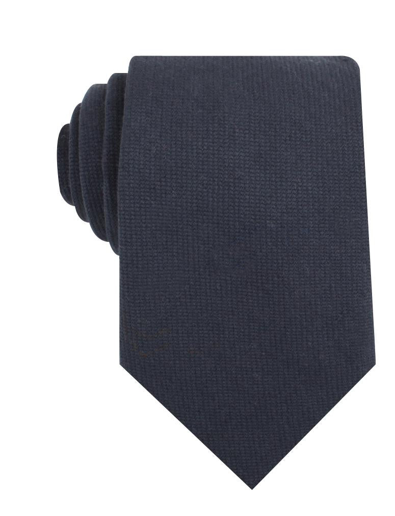 land Navy Blue Linen Necktie