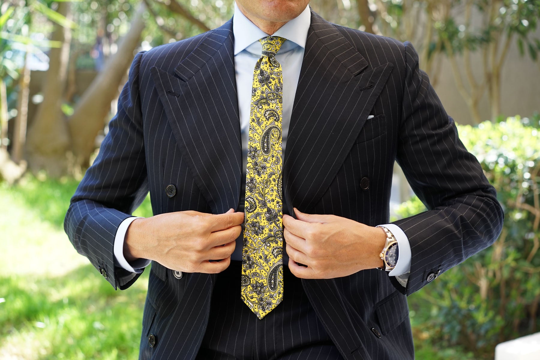 Cyrus Yellow Paisley Skinny Tie