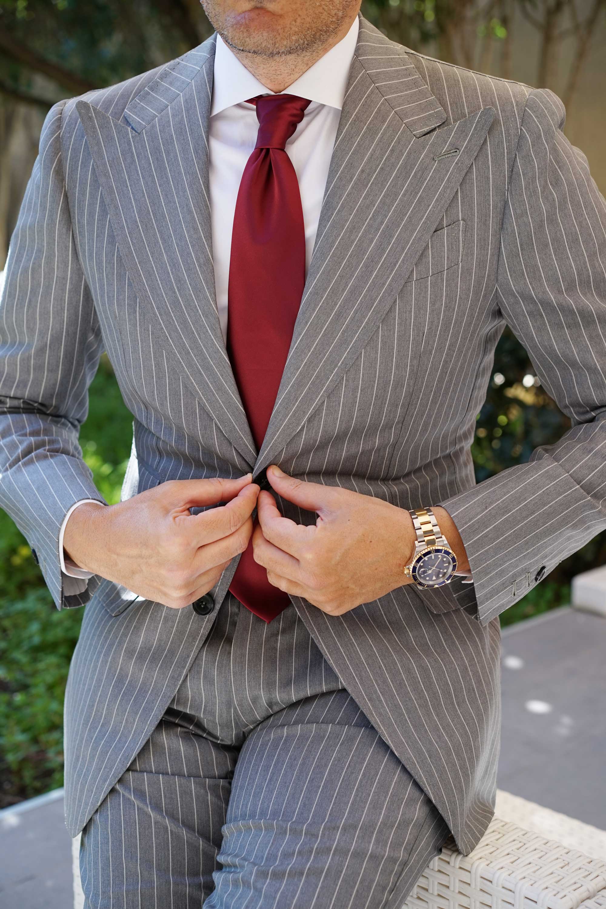 Burgundy Satin Necktie