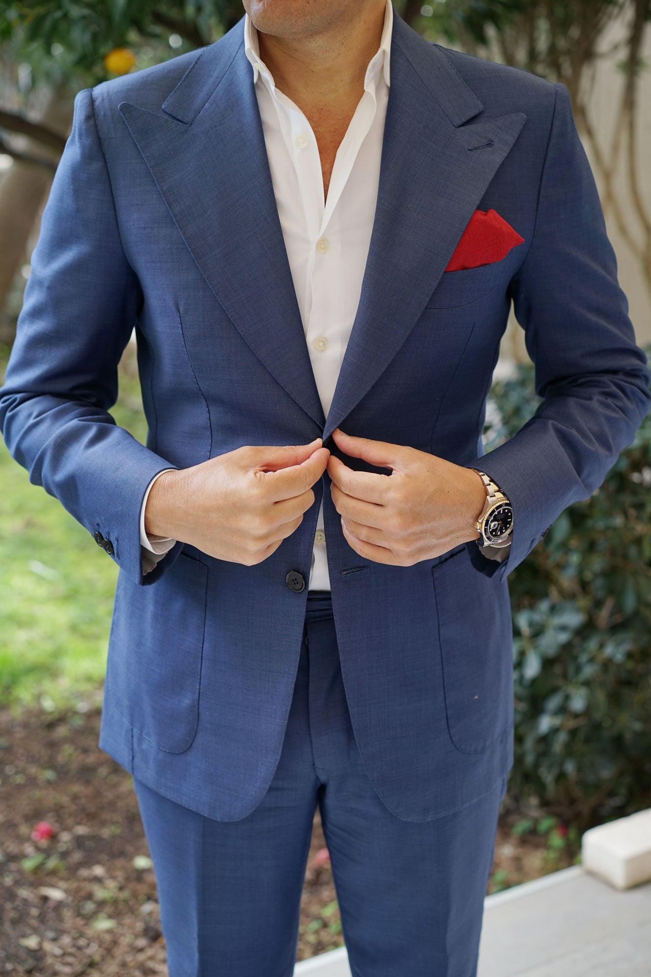 Apple Maroon Linen Pocket Square