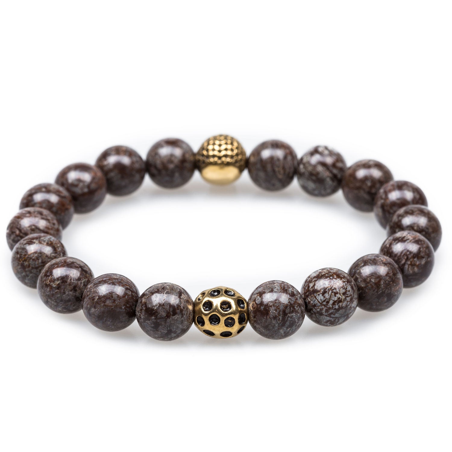 Brown Charcoal Rutile Golden Age Skull Bracelet