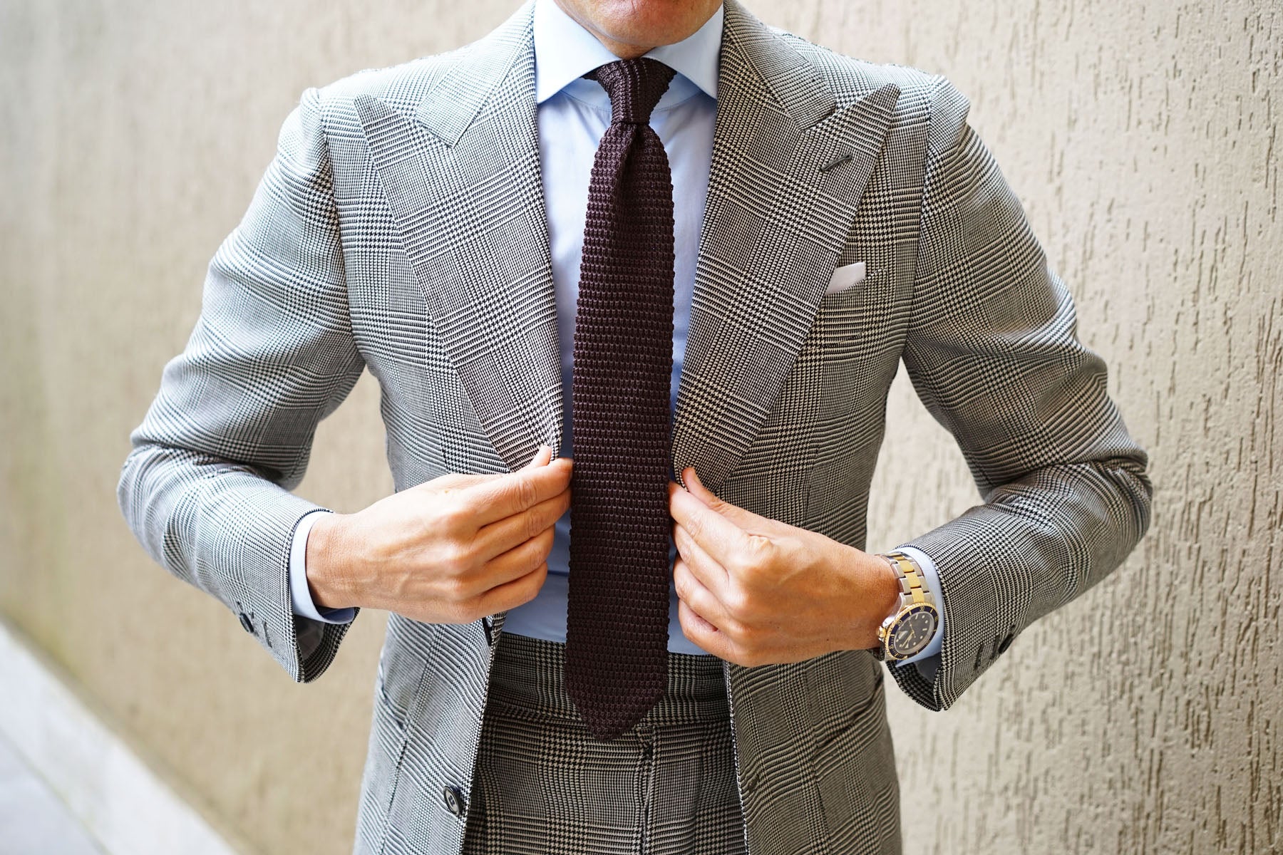 Brown Pointed Knitted Tie