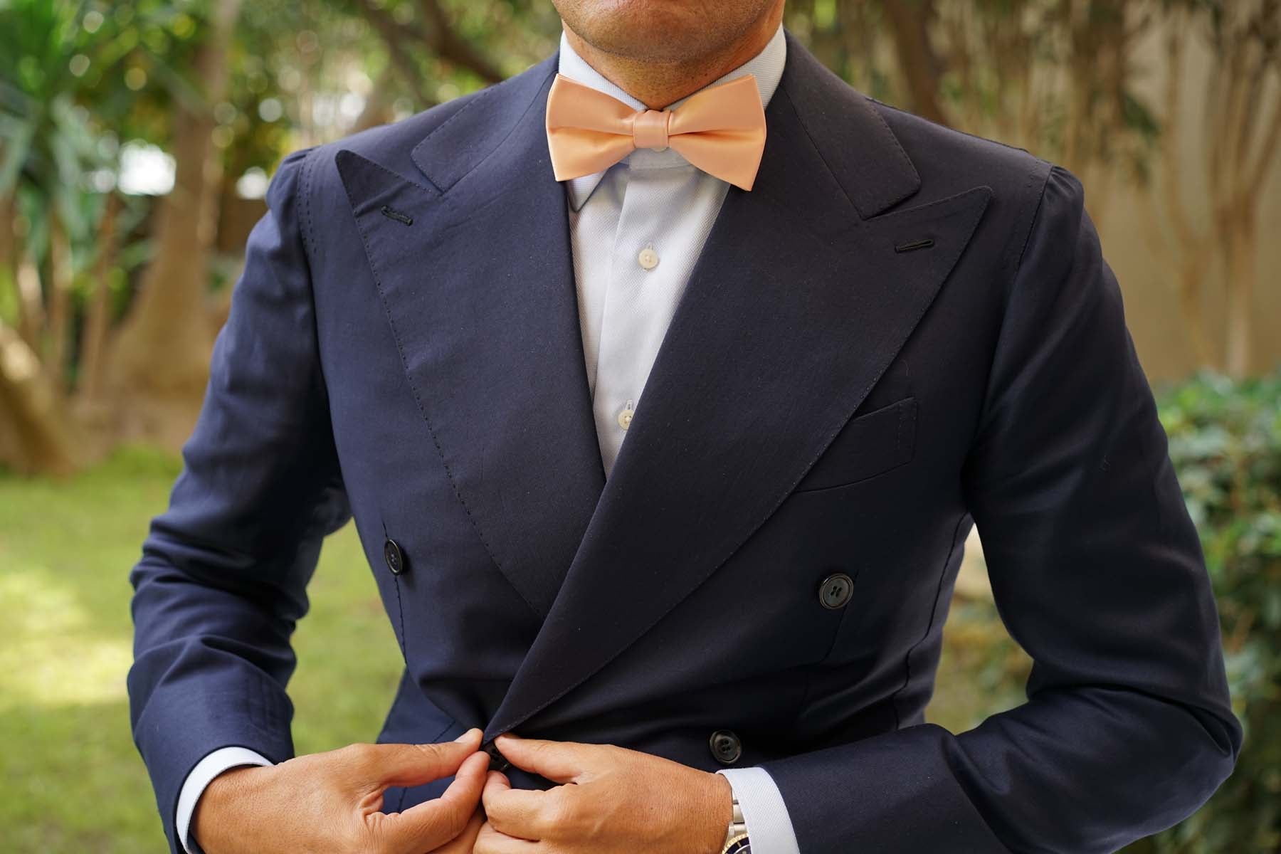 Salmon Satin Bow Tie