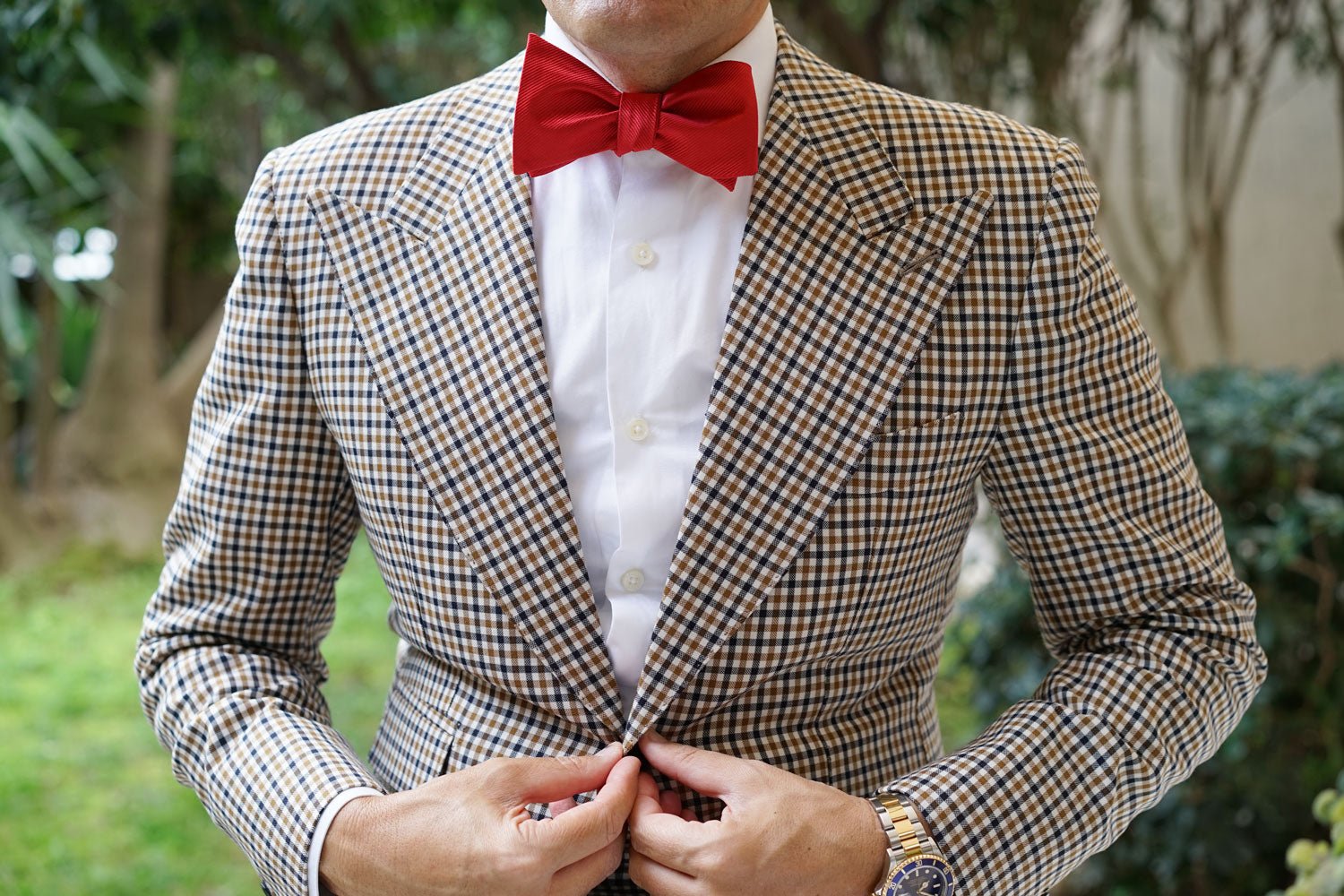 Red Cherry Twill Self Bow Tie