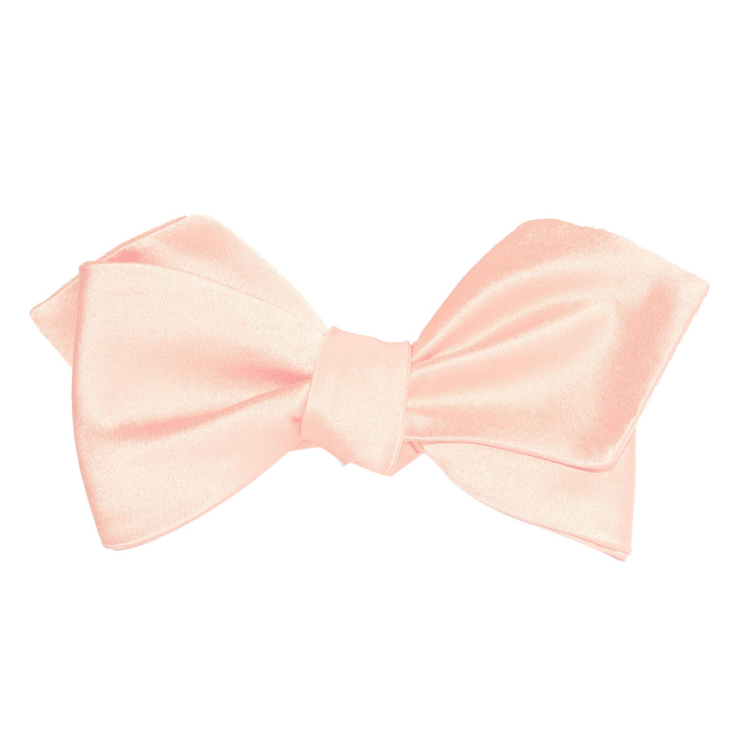 Peach Satin Self Tie Diamond Tip Bow Tie