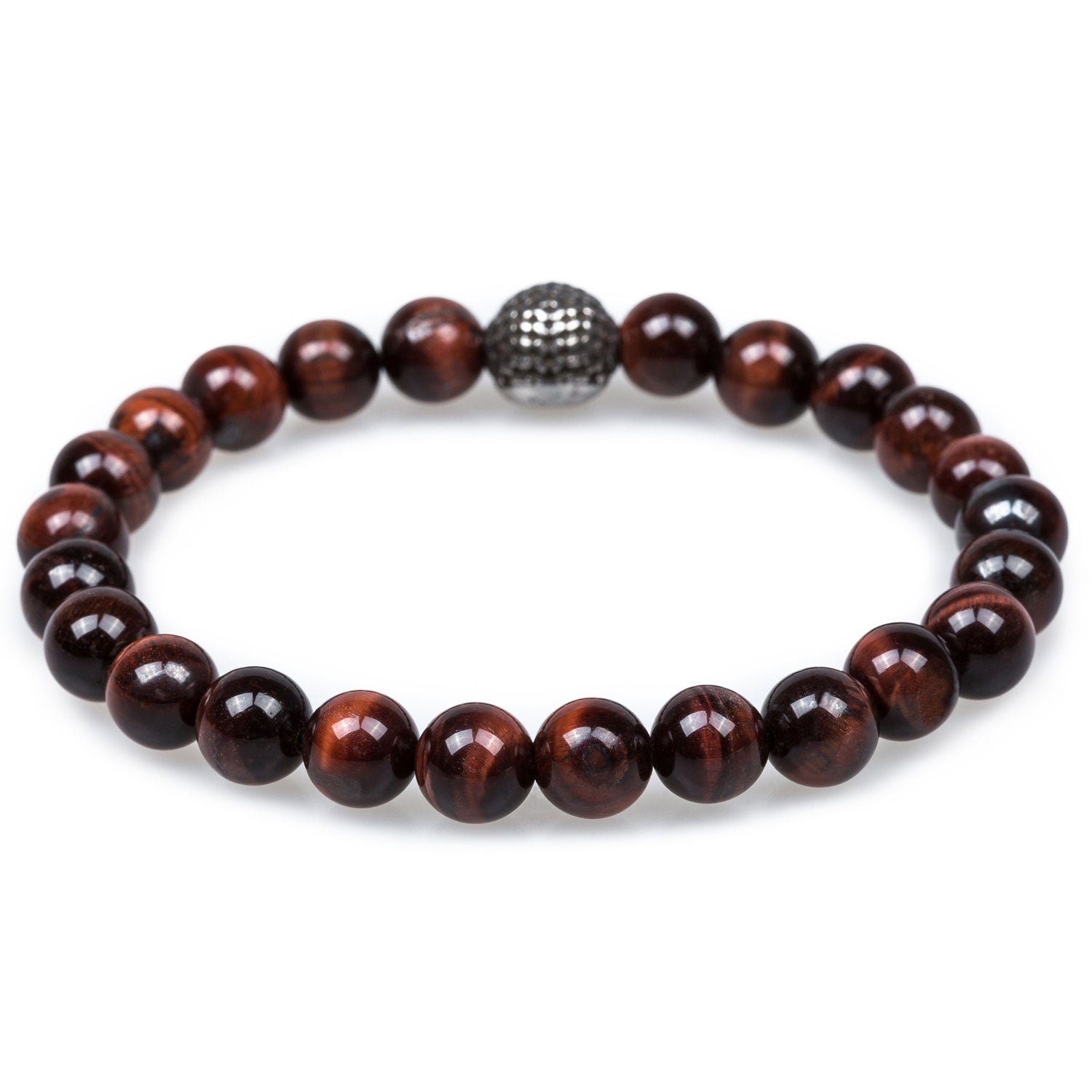 Corsair Red Tiger Eye Silver Skull Bracelet