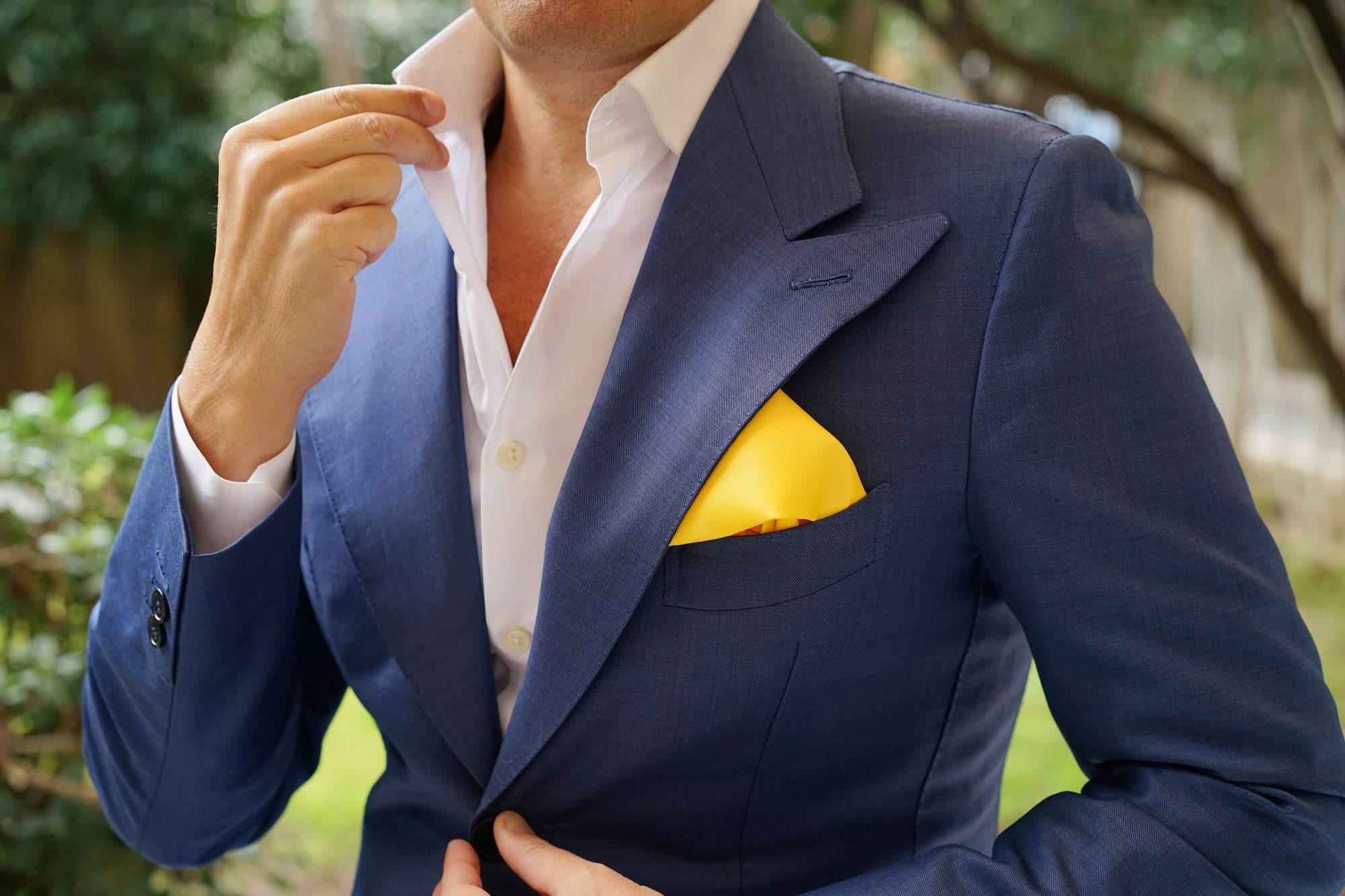 Sunflower Chrysanthemum Yellow Satin Pocket Square