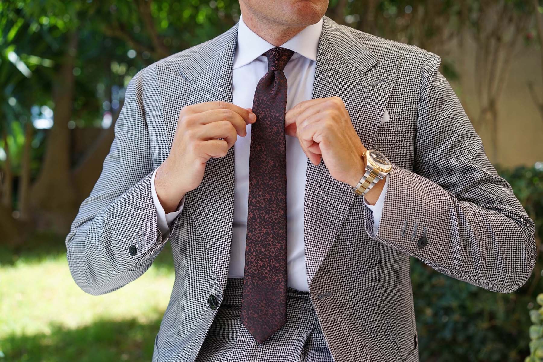 Truffle Brown Floral Skinny Tie