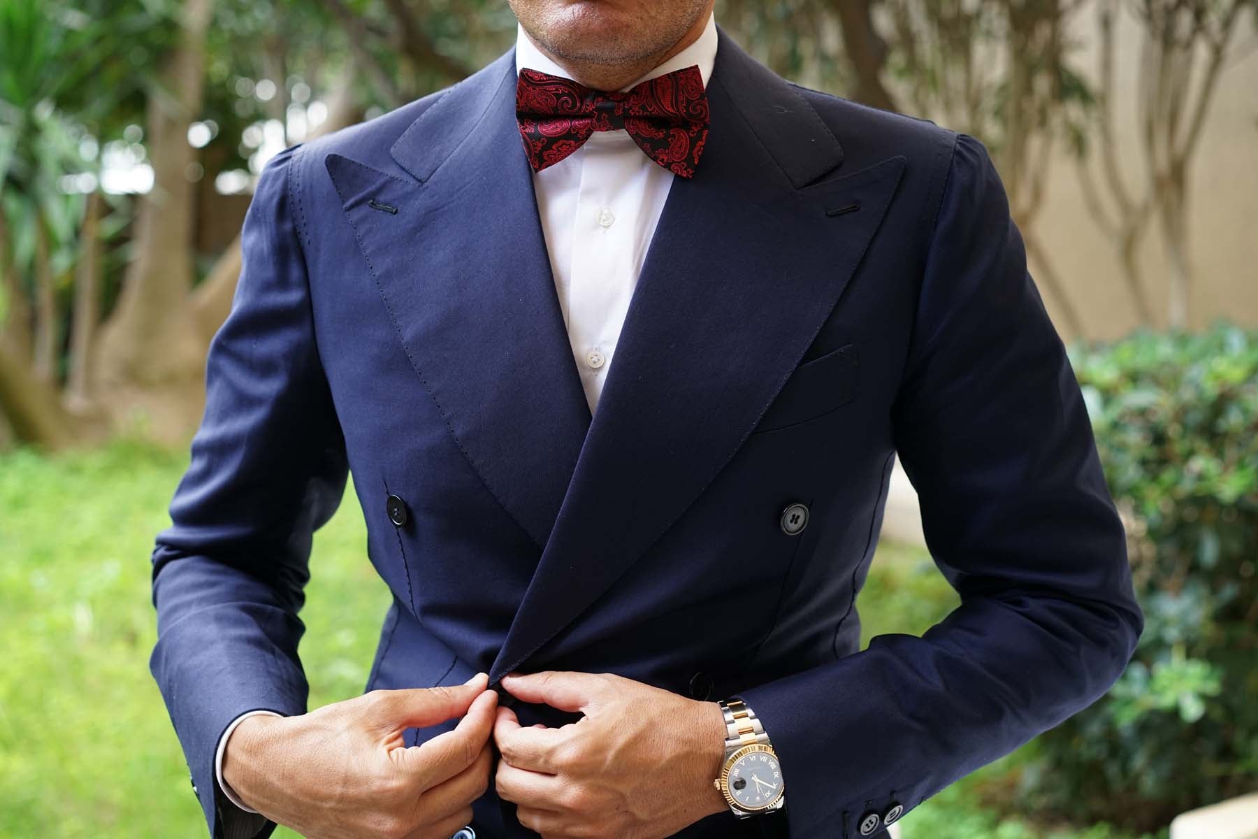 Paisley Red and Black Bow Tie