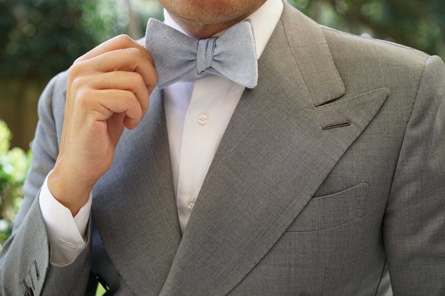 Sky Blue Donegal Linen Self Bow Tie