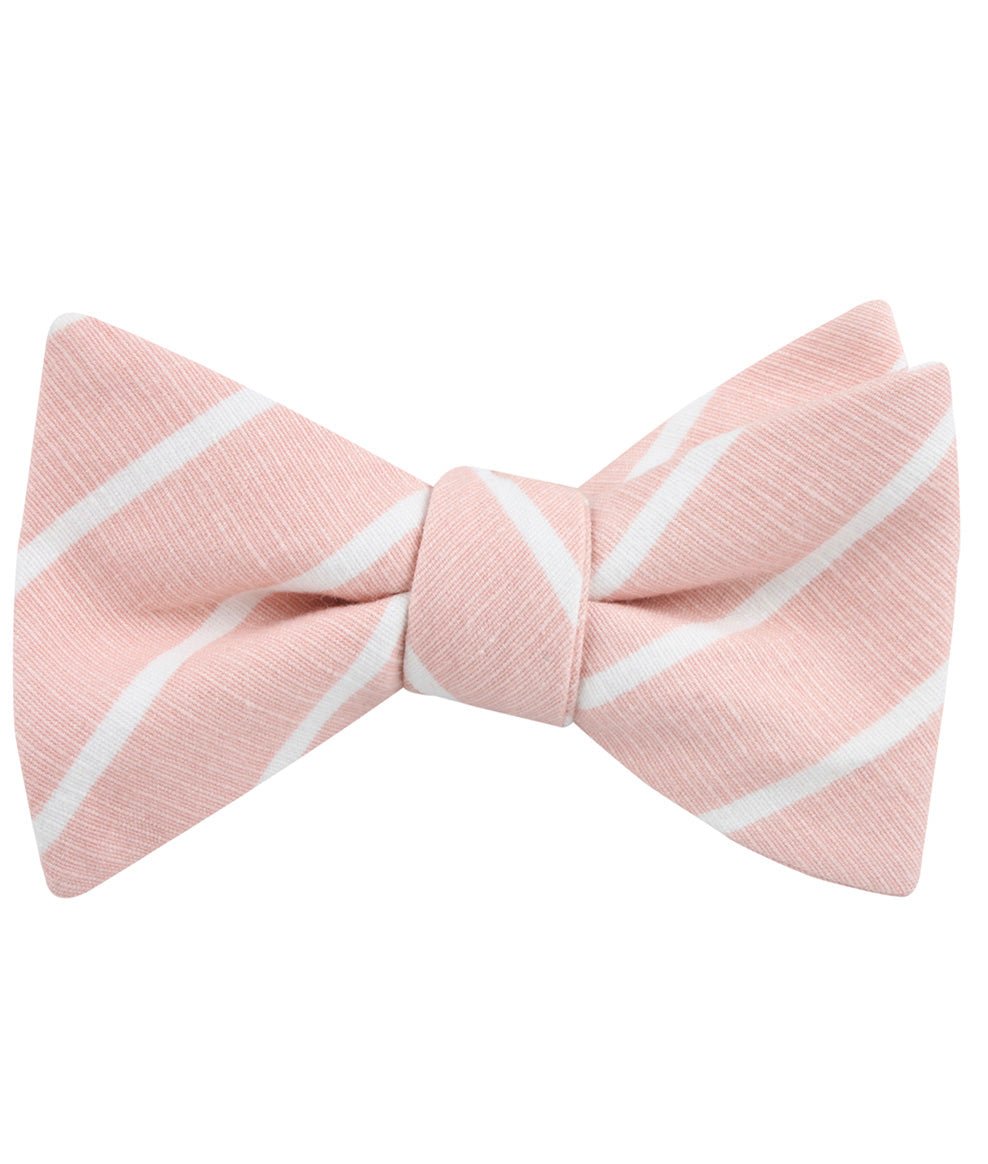 Santorini Pink Blush Striped Linen Self Bow Tie