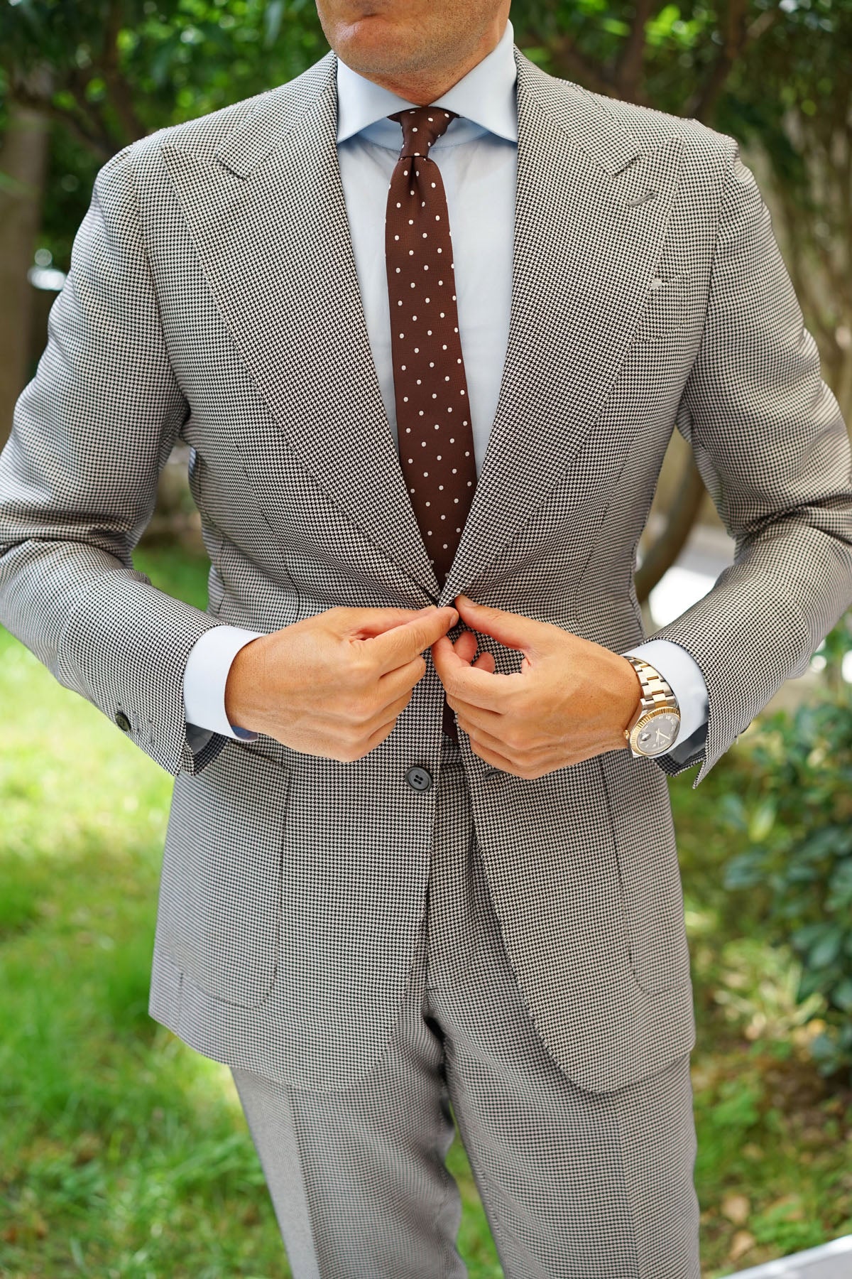 Brown with White Polka Dots Skinny Tie