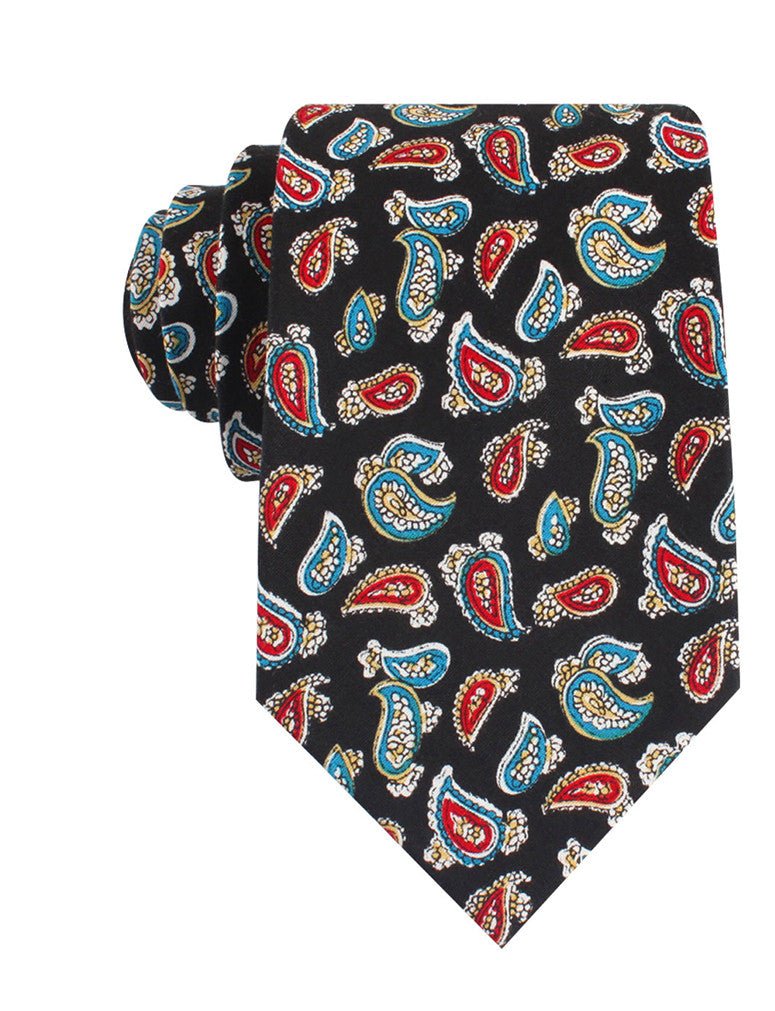 Black Twisted Teardrop Paisley Tie