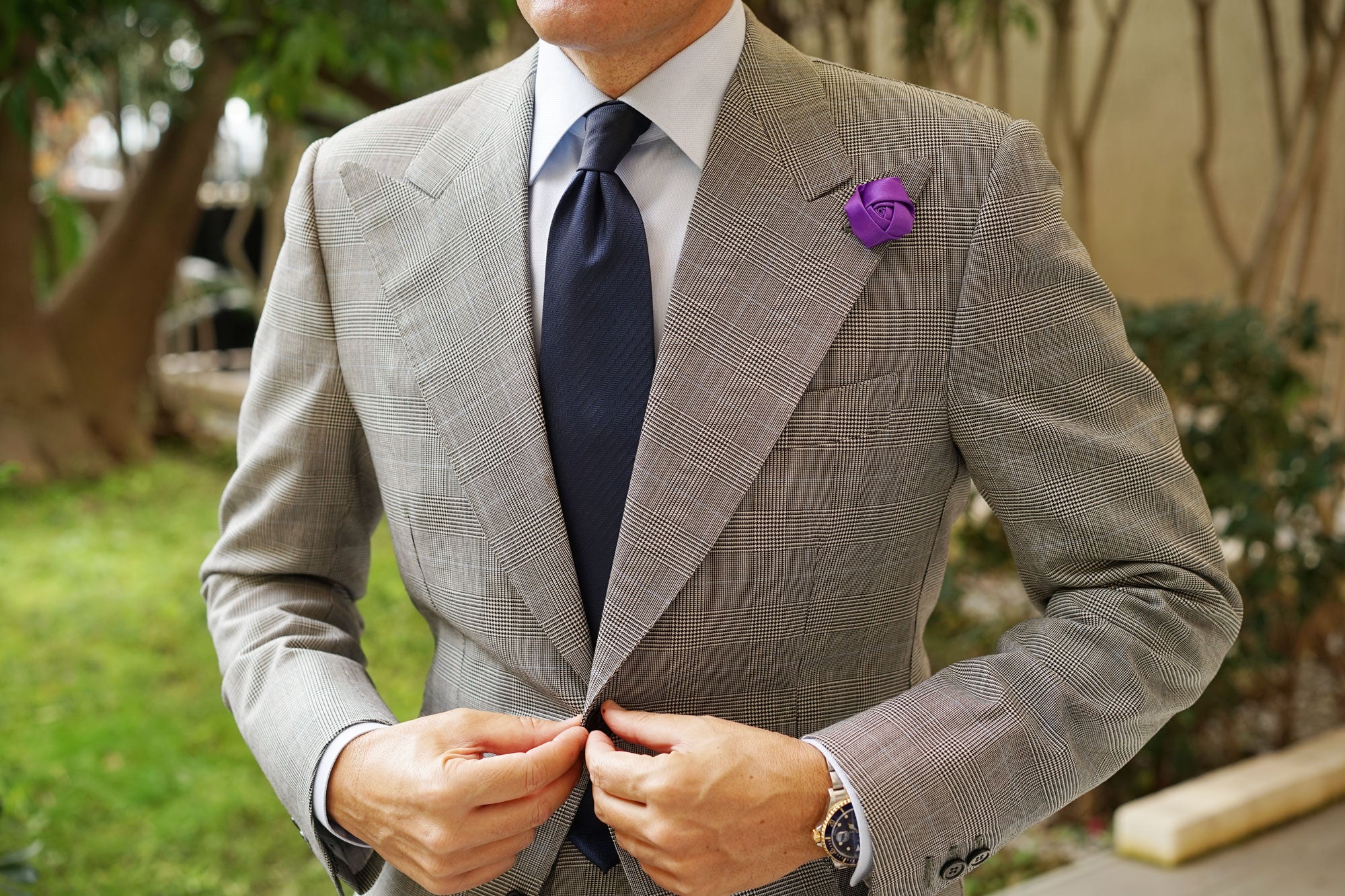 Purple Satin Rose Lapel Pin