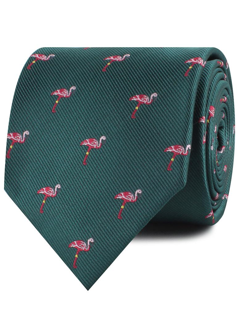 Caribbean Royal Green Flamingo Necktie