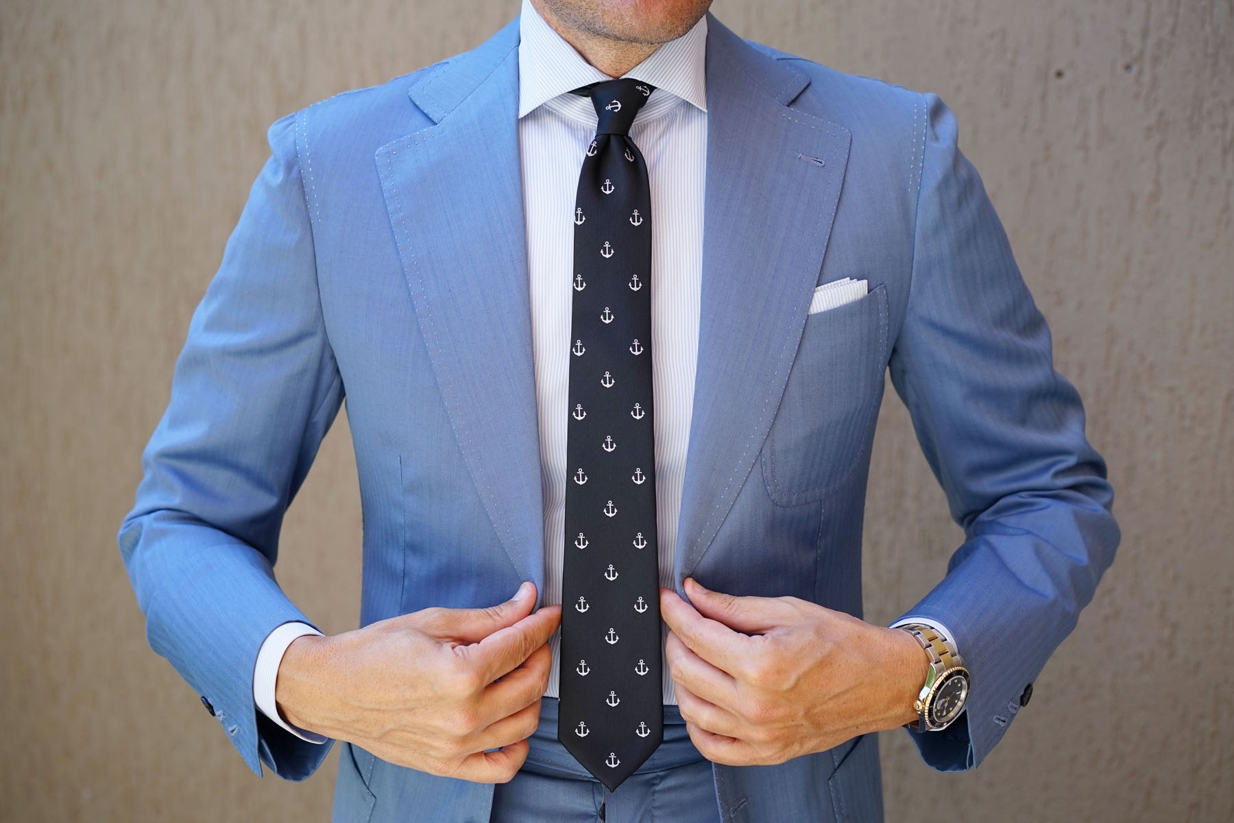 Black Anchor Skinny Tie