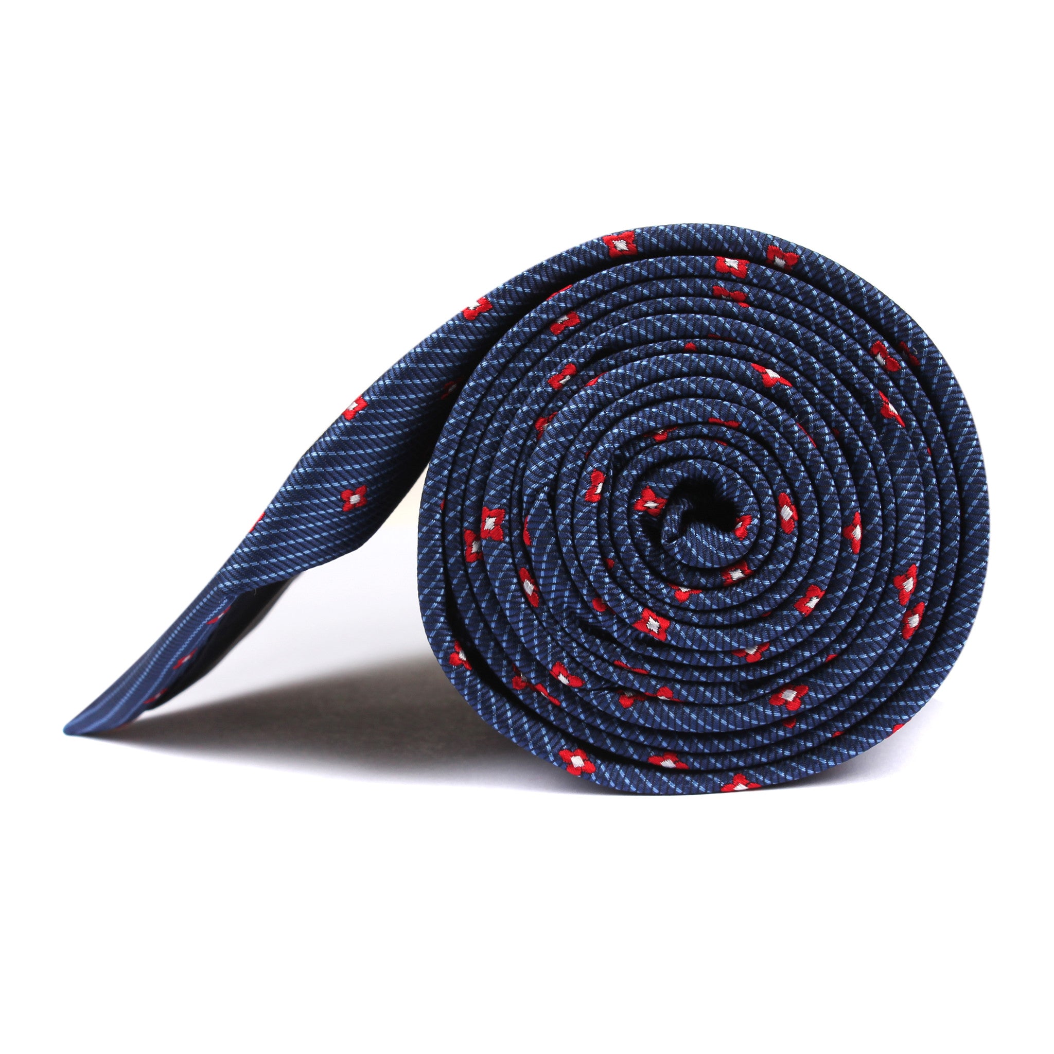 Navy Blue Tie with Red Pattern