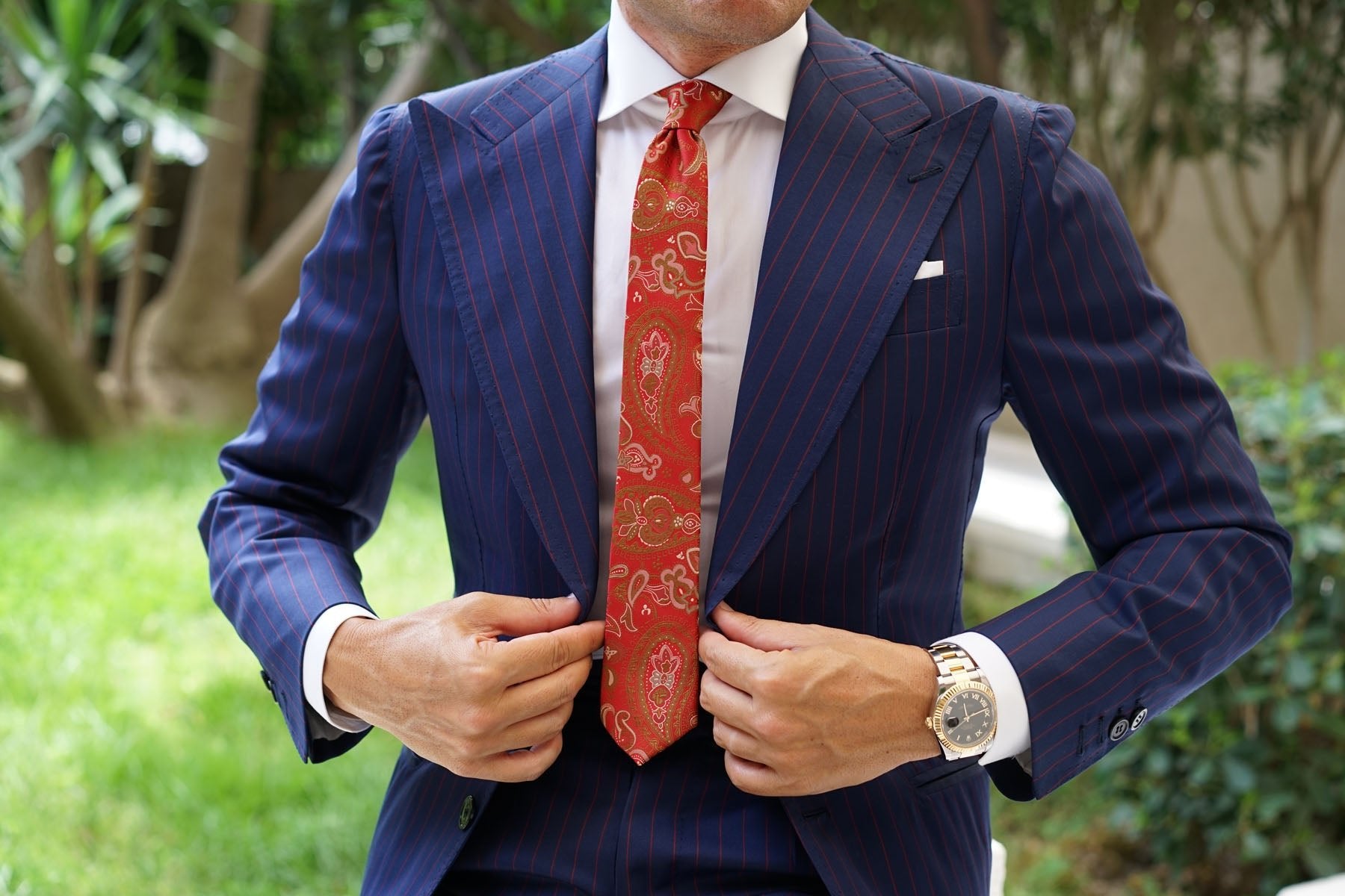 Paisley Maroon with Brown Skinny Tie