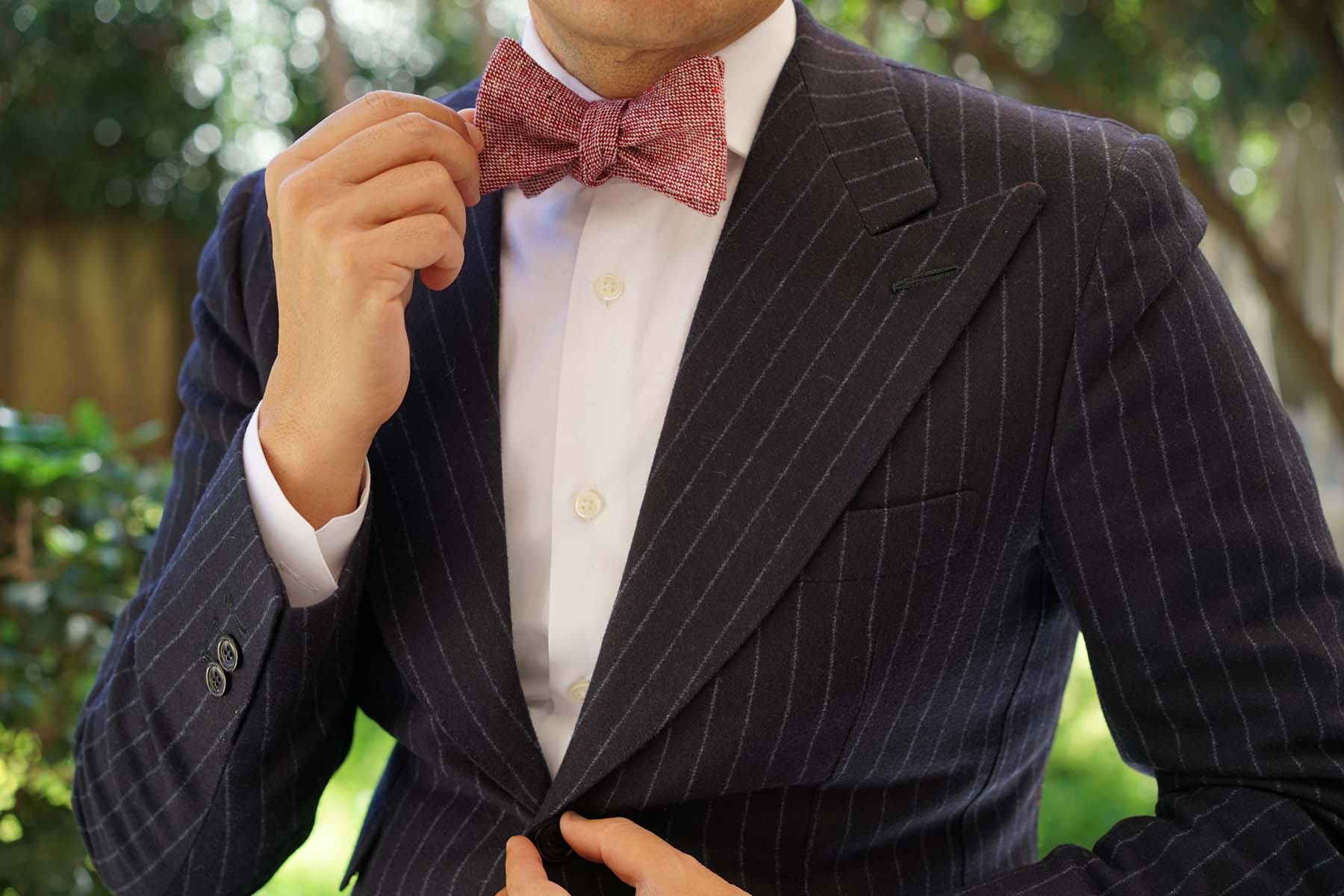 Burgundy Sharkskin Self Bow Tie