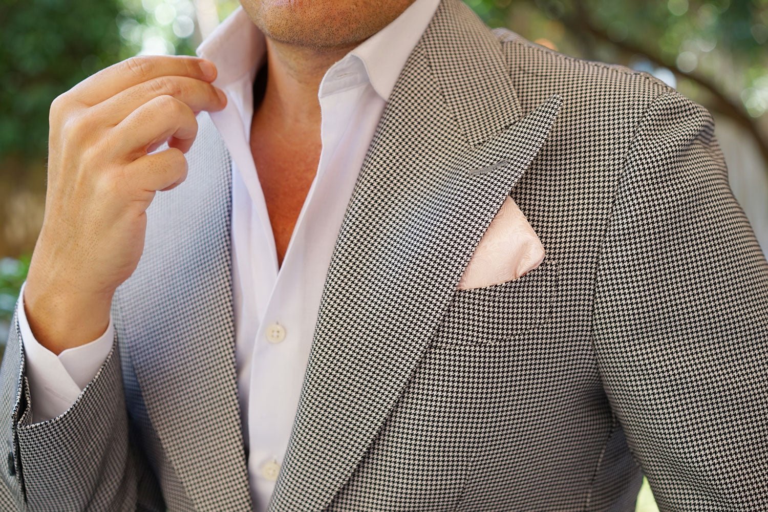 Blush Pink Daisy Flowers Floral Pocket Square