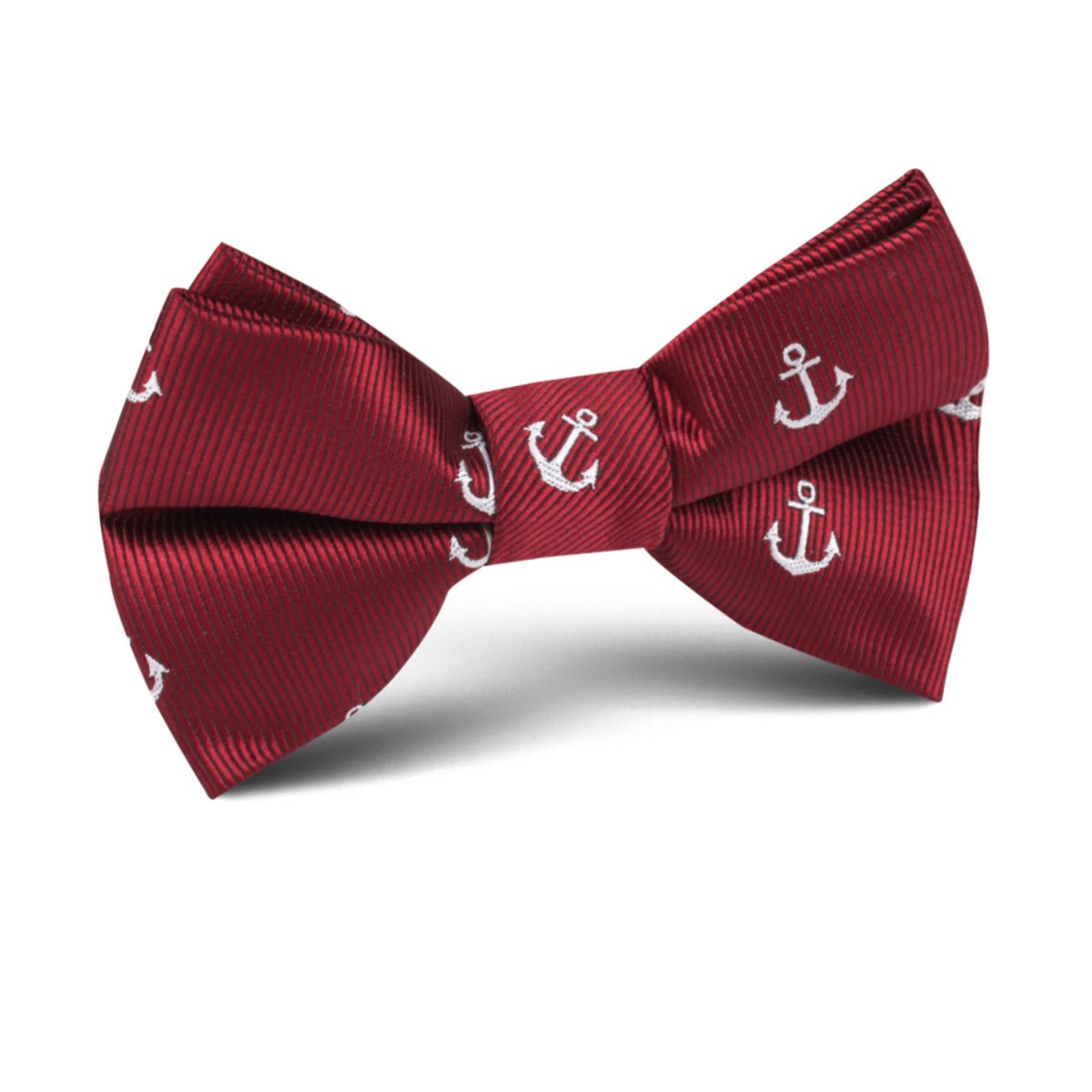 Burgundy Anchor Kids Bow Tie