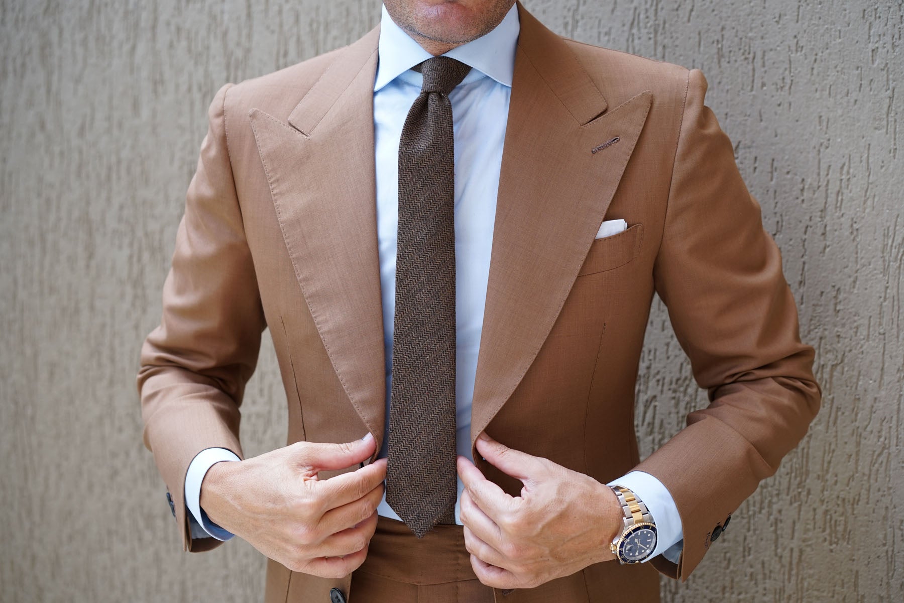 Cinnamon Herringbone Skinny Tie